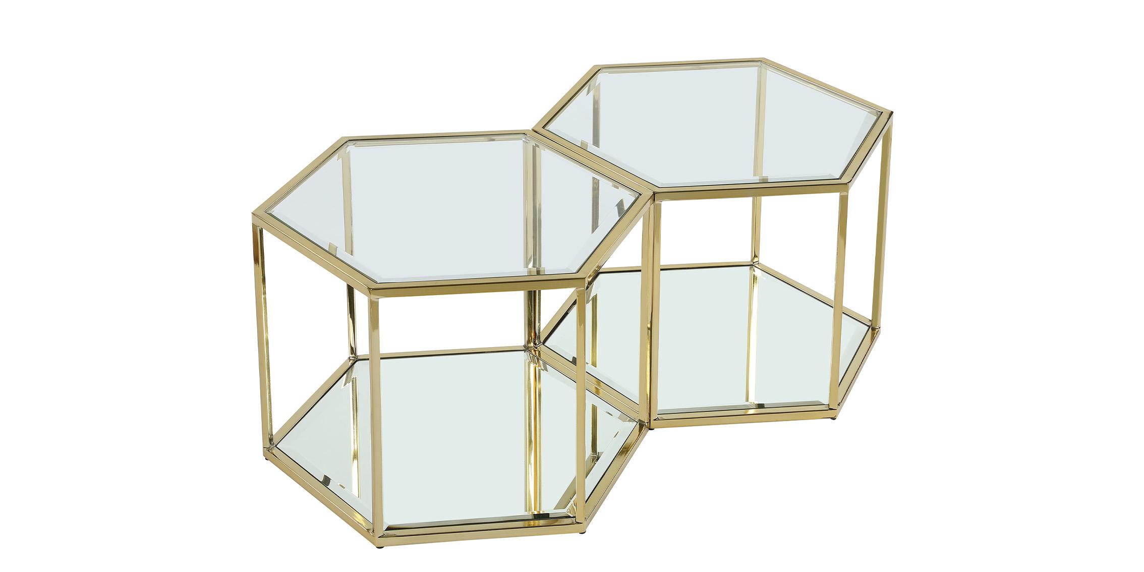 

    
Gold Stainless Steel & Glass Modular Coffee Table SEI 205-CT-2PC Meridian Modern
