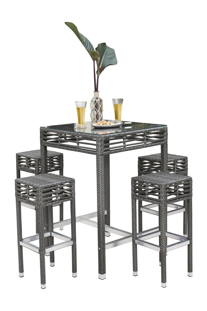 Modern Outdoor Dining Set Graphite PJO-1601-GRY-5PP in Gray Fabric