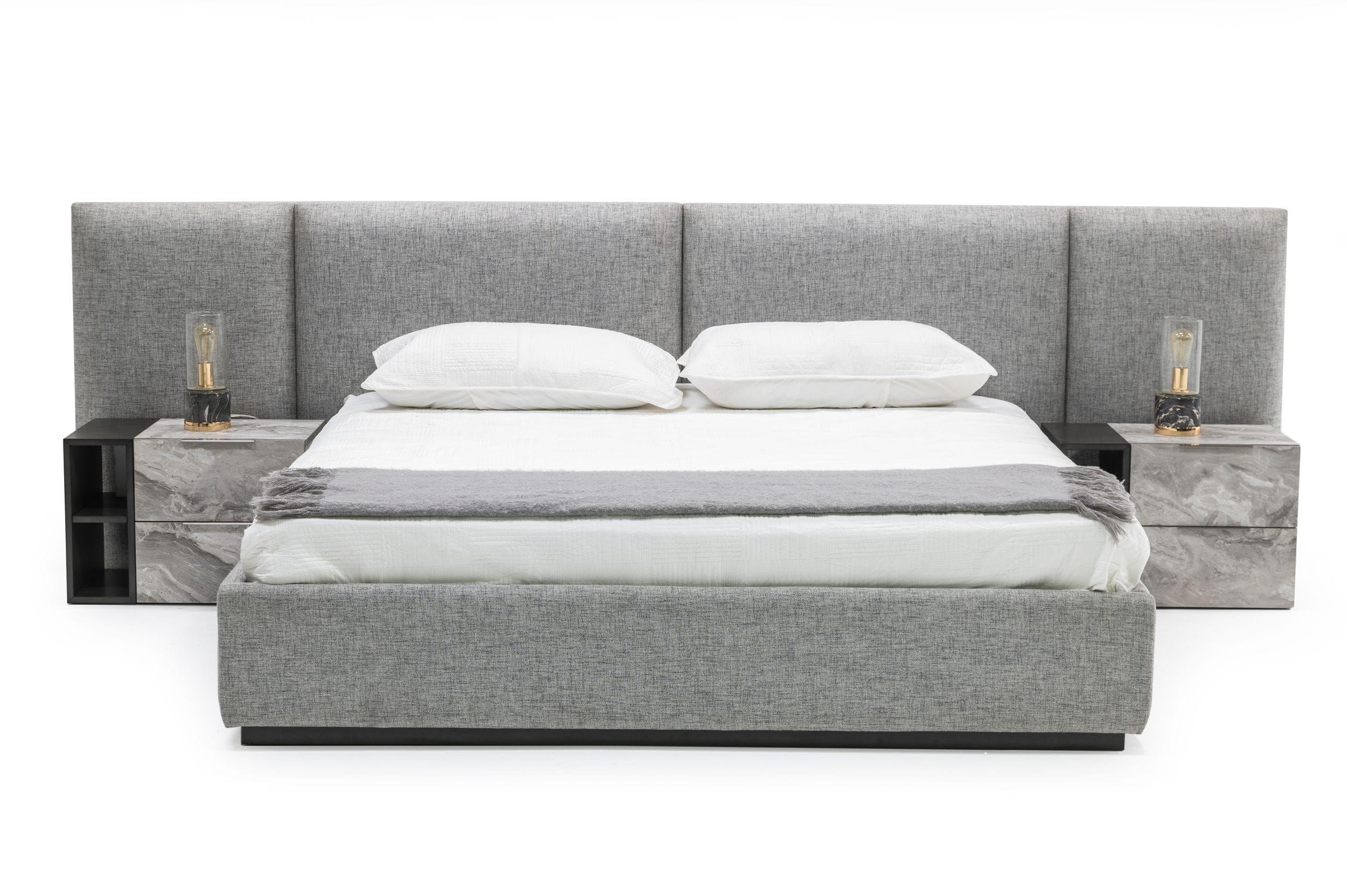 Modern, Casual Panel Bed Maranello VGMAMQT-S25-BR-121-GRY-BED-K in Gray Fabric