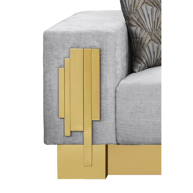 

    
Megan-Set-2 Gray Fabric Sofa & Loveseat Set 2Pcs Gold Finish Modern Cosmos Furniture Megan
