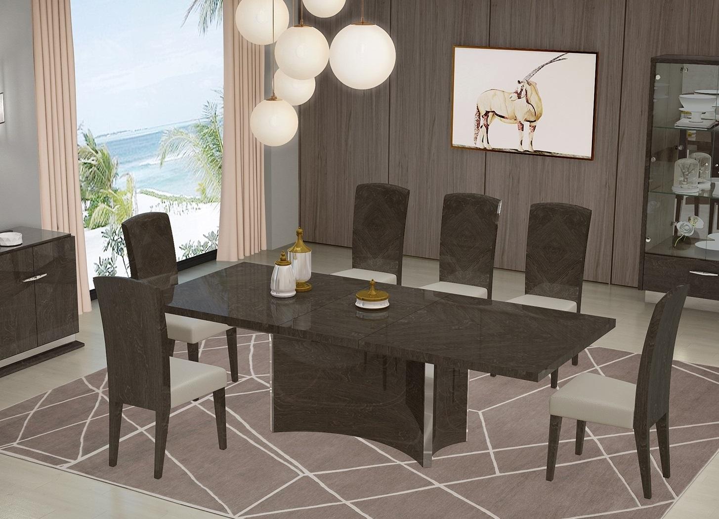 

    
Gray High Gloss Finish Dining Set 8 Pcs Contemporary D845 Global United
