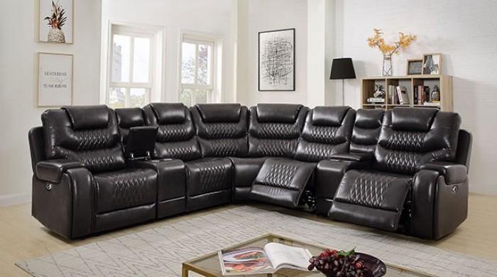 Transitional Power Sectional CM6895GY Mariah CM6895GY in Gray Leatherette