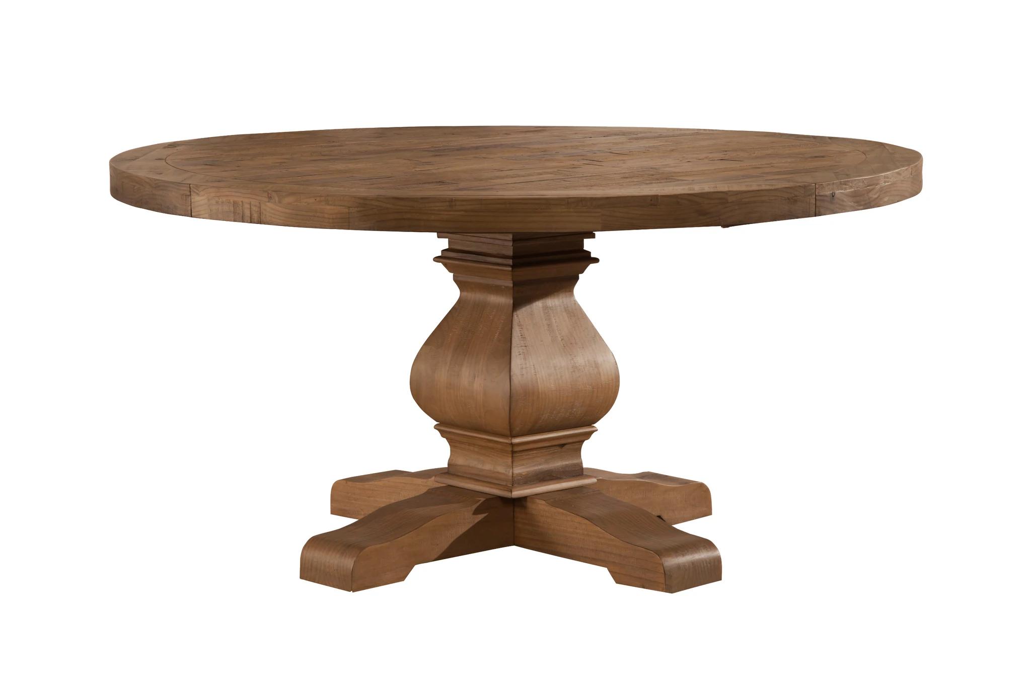 

    
Gray & Natural Round Solid Pine Dining Table Set 5 KENSINGTON ALPINE Rustic
