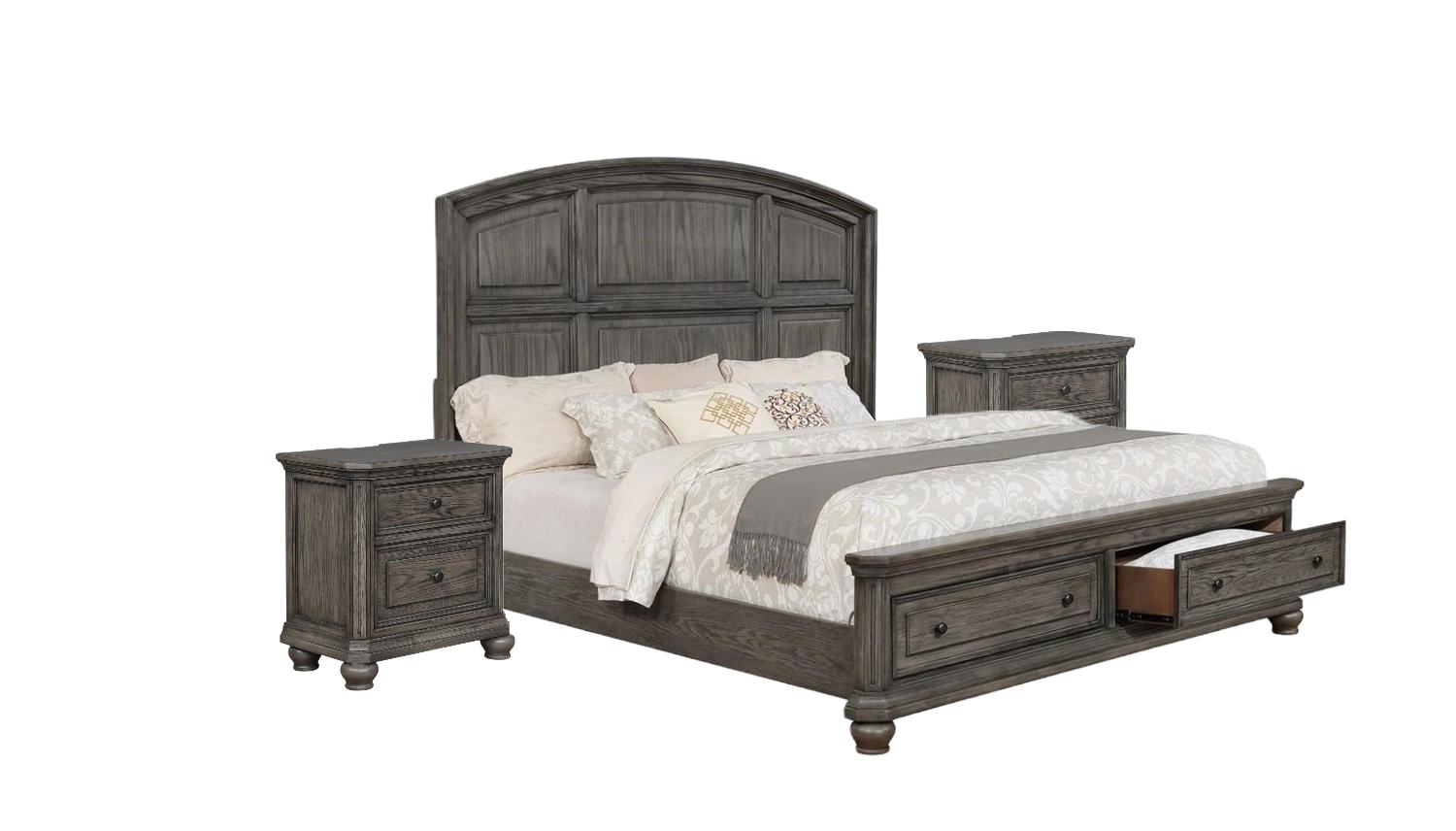 Traditional, Farmhouse Panel Bedroom Set Lavonia B1885-Q-Bed-3pcs in Gray 