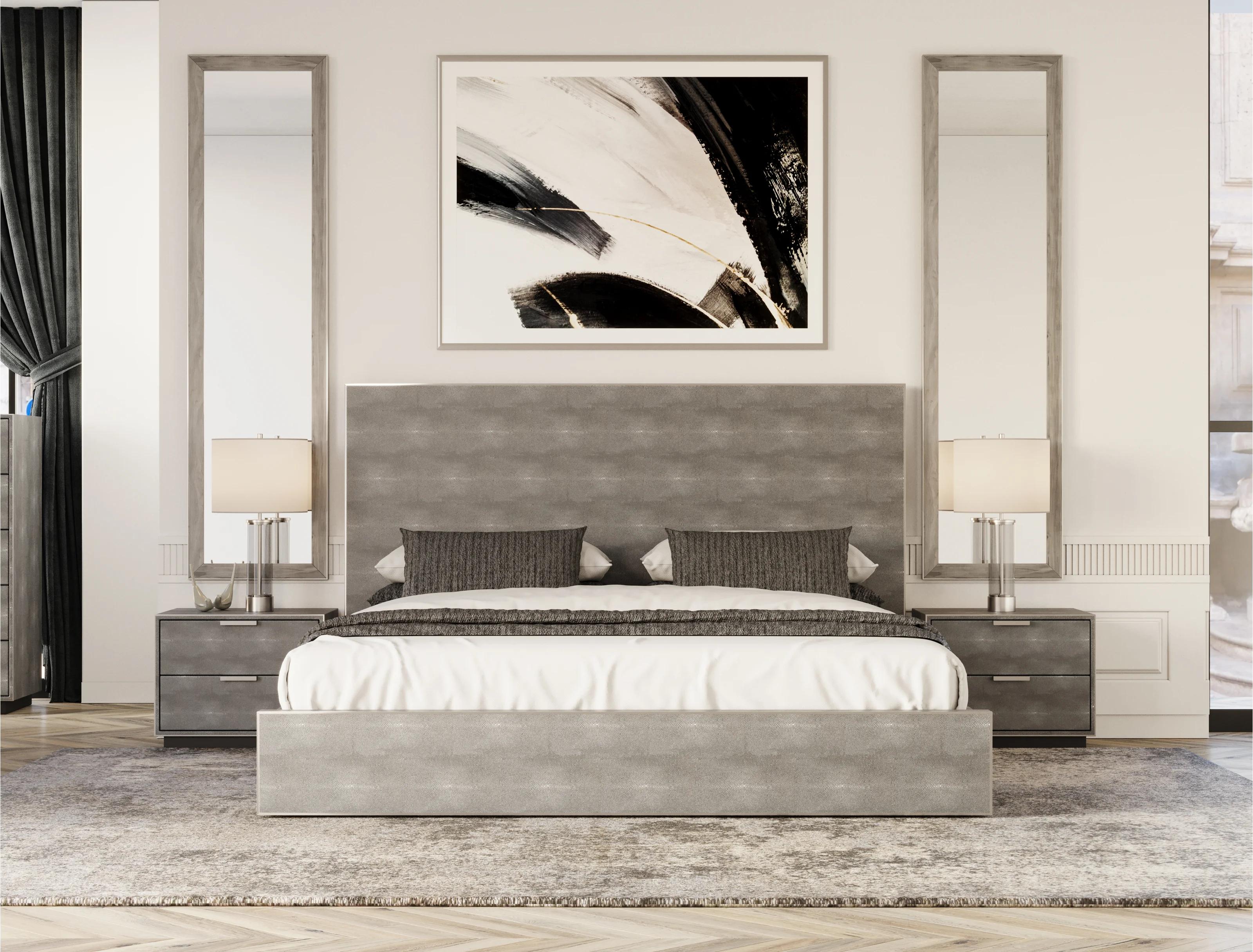 

    
Gray Shagreen Panel King Bedroom Set 3Pcs  by VIG Modrest Dynasty
