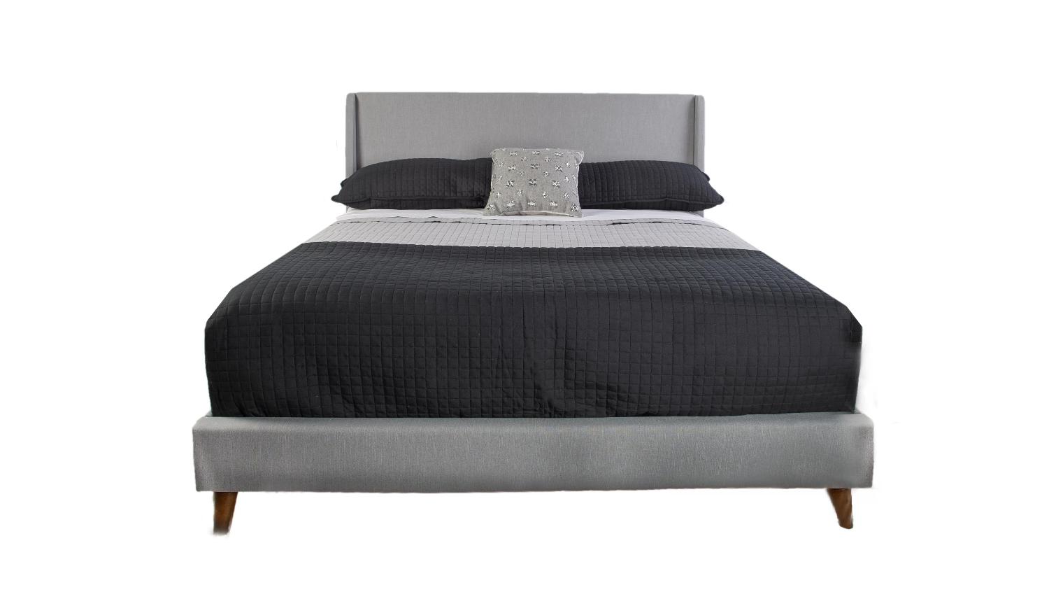 Modern, Transitional Upholstered Bed Maddison 1182DS-105FQRL in Gray Velvet