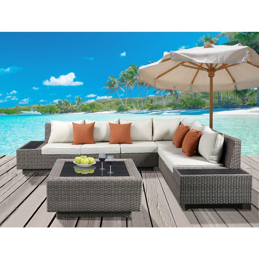 Modern, Transitional Patio Sectional Set 45020 Salena 45020 in Gray 