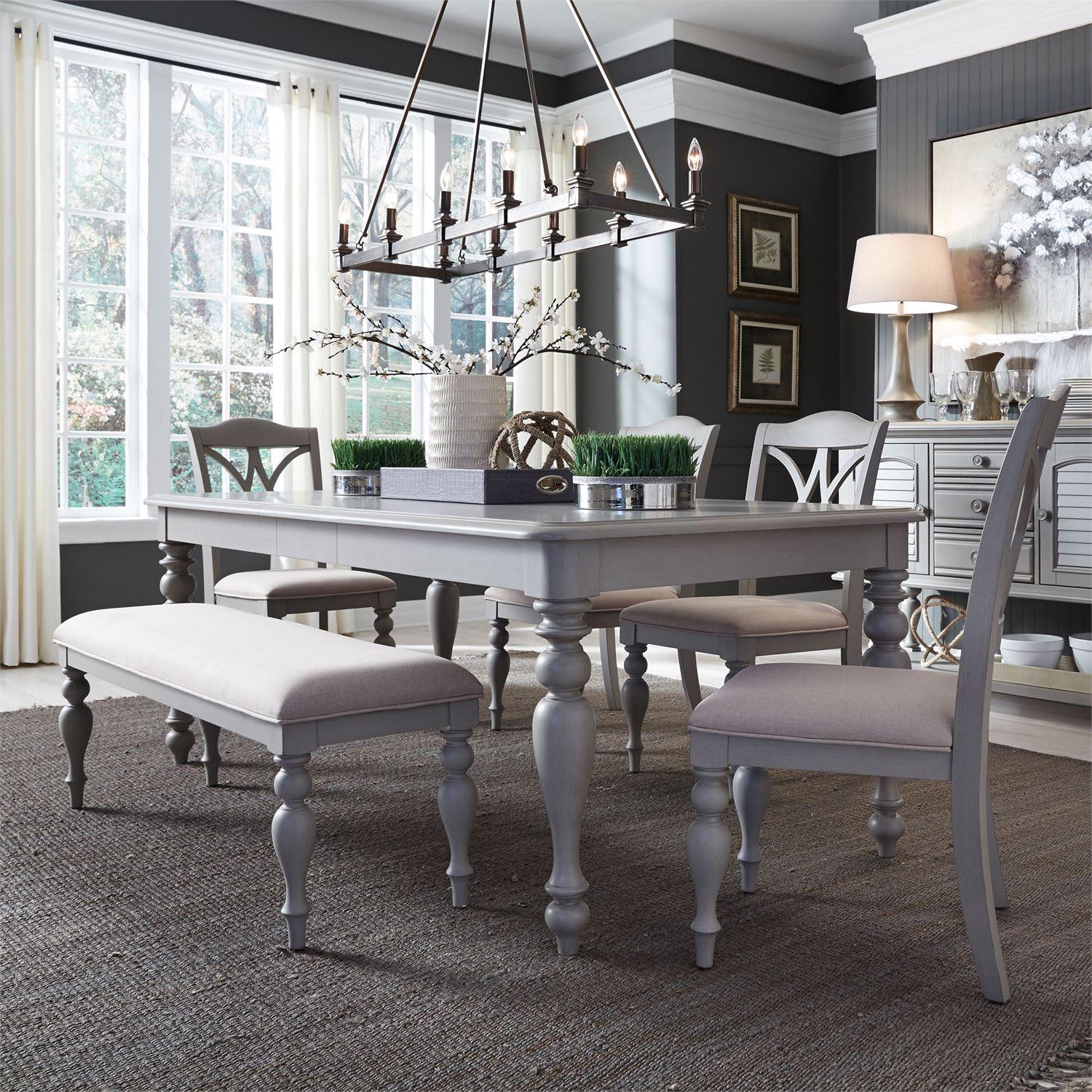 Transitional Dining Room Set Summer House  (407-CD) Dining Room Set 407-CD-6RTS in Gray 