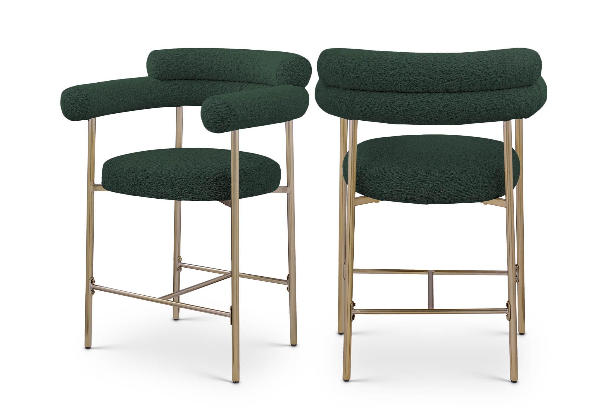 Contemporary, Modern Counter Stool Set 993Green-C 993Green-C in Green Fabric