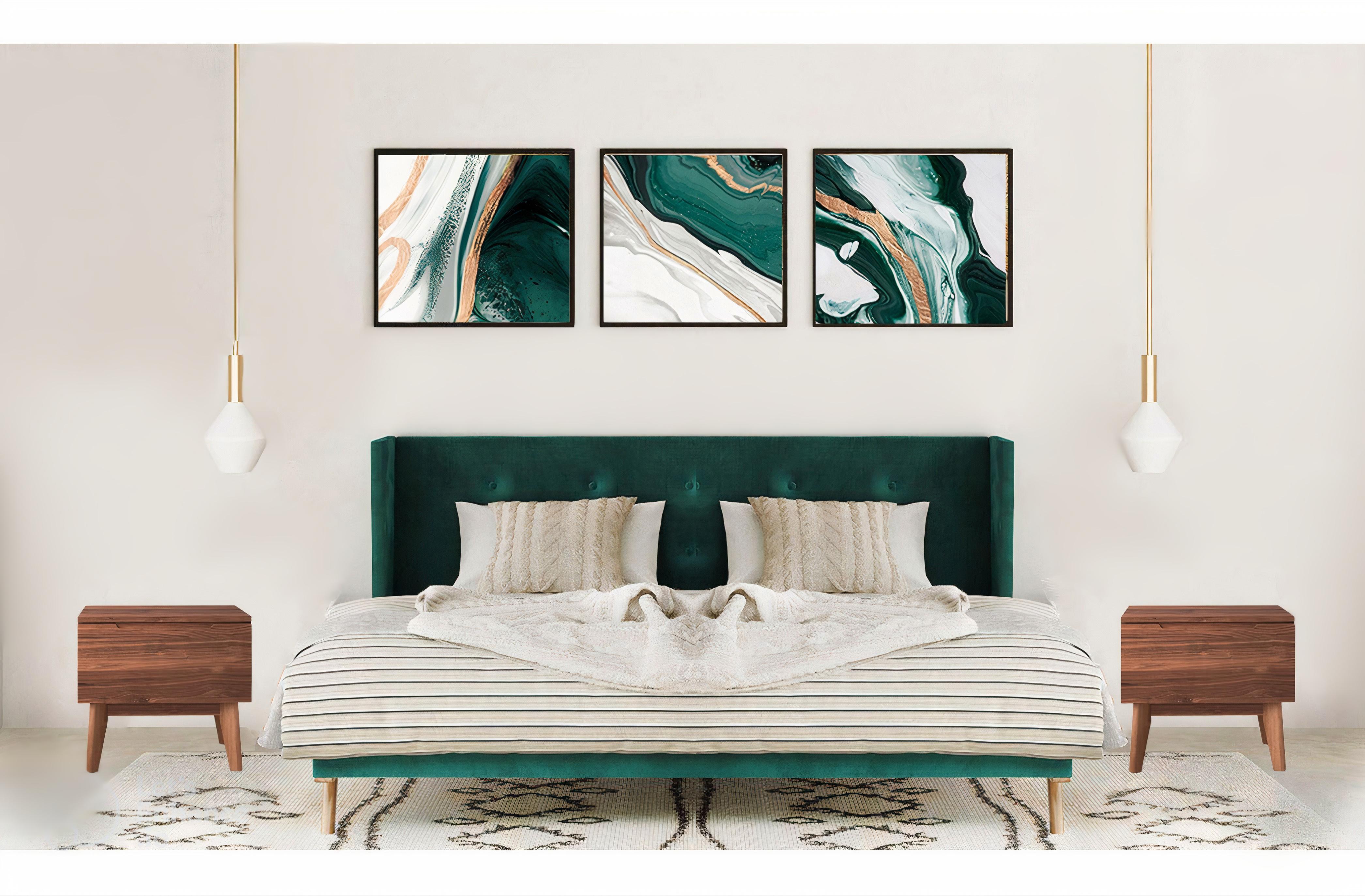 

                    
Buy Green Fabric & Brown Queen Panel Bedroom Set 3Pcs by VIG Nova Domus Durango
