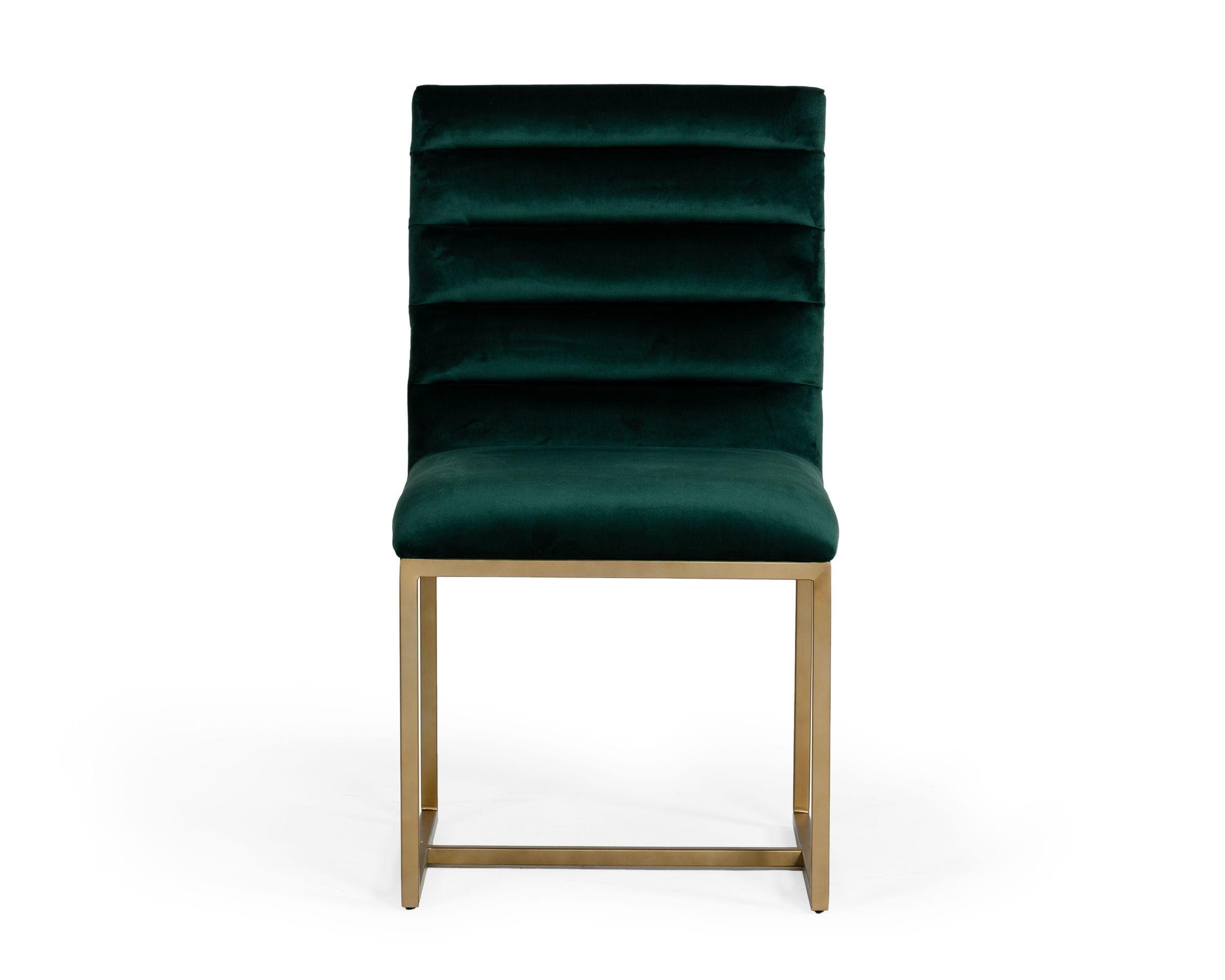 

    
Green Velvet & Brush Gold Dining Chairs Set by VIG Modrest Barker
