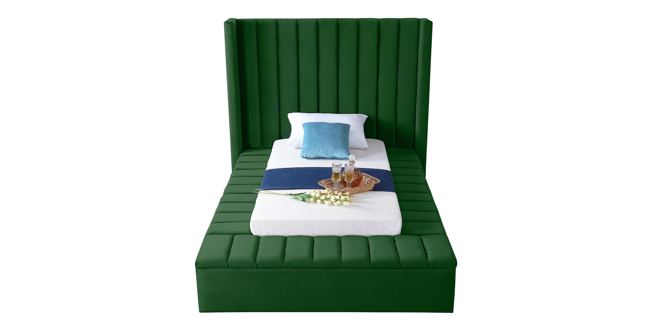 

        
704831402353Green Velvet Channel Tufted Storage Twin Bed KIKI Meridian Contemporary Modern
