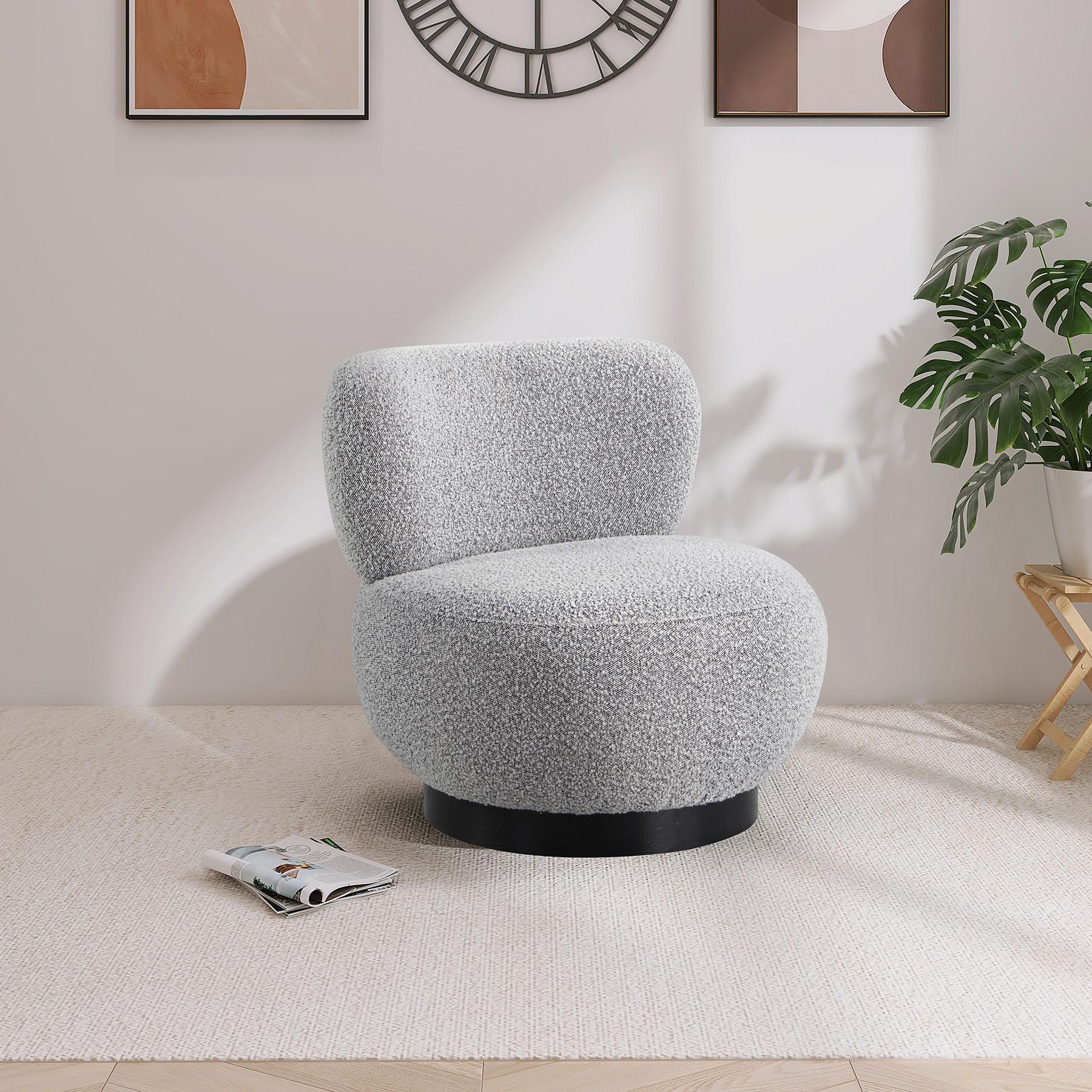 

    
Grey Boucle Fabric Accent Chair CALAIS 557Grey Meridian Mid-Century Modern
