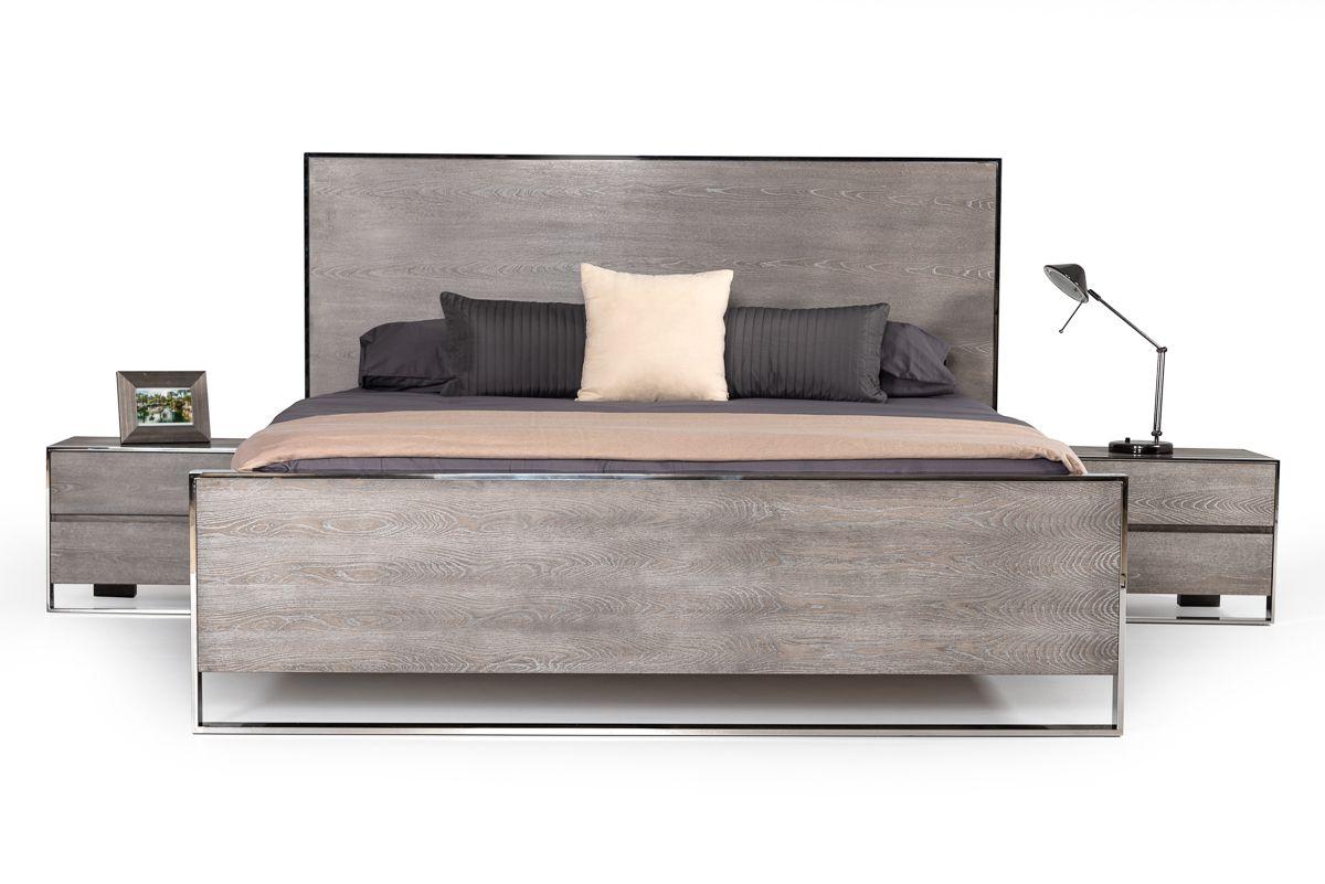 

    
Grey Elm & Stainless Steel King Panel Bedroom Set 3Pcs by VIG Modrest Charlene
