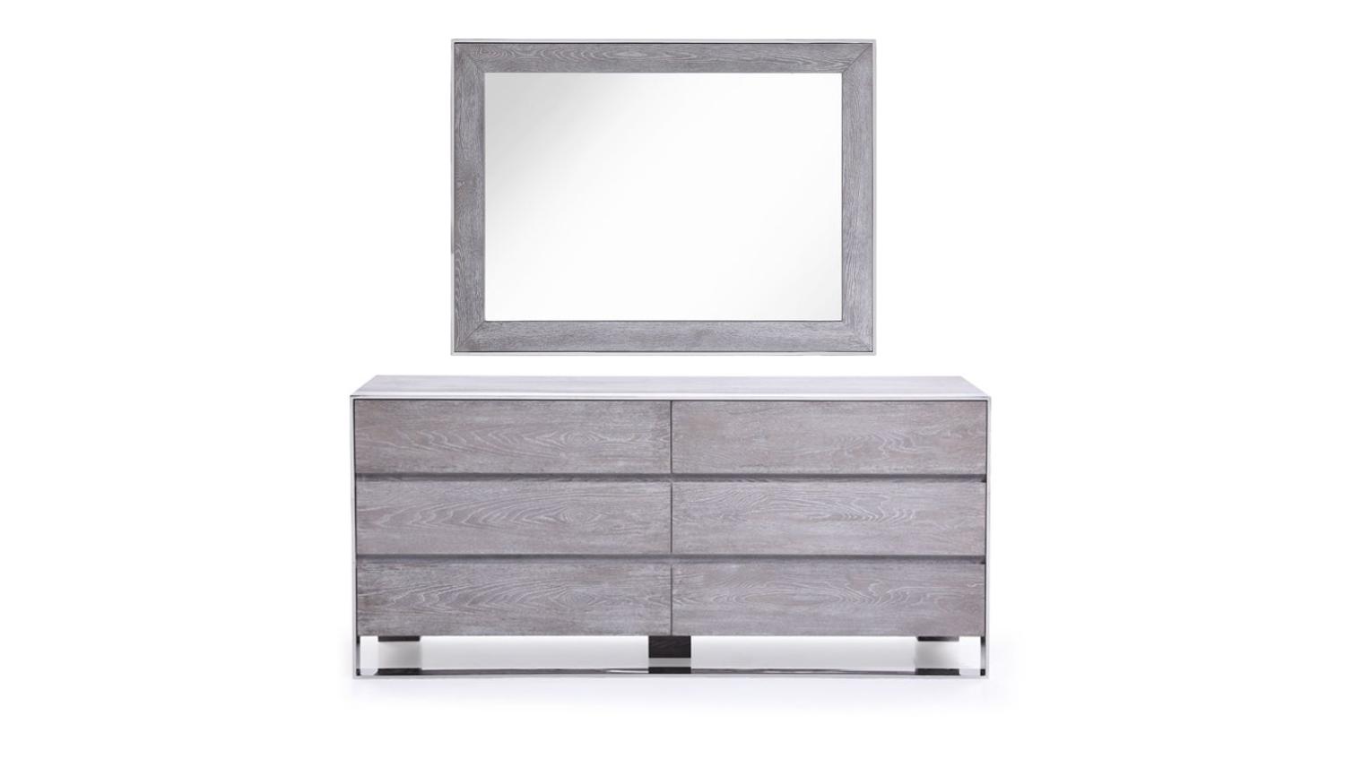 Contemporary, Modern Dresser With Mirror VGVCBD008A-SET VGVCJ006-D-2pcs in Gray 