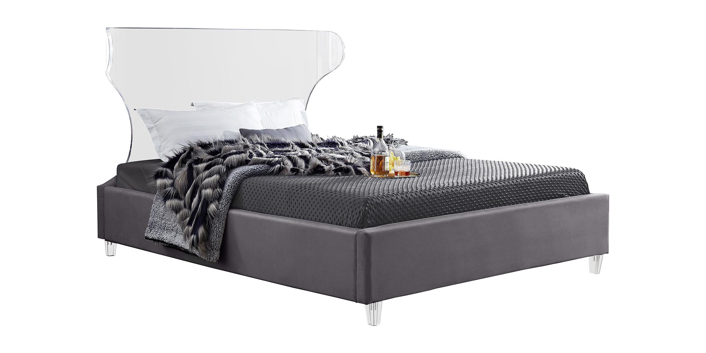 

    
Grey Fabric & Acrylic Headboard King Bed GHOST Grey-K Meridian Contemporary
