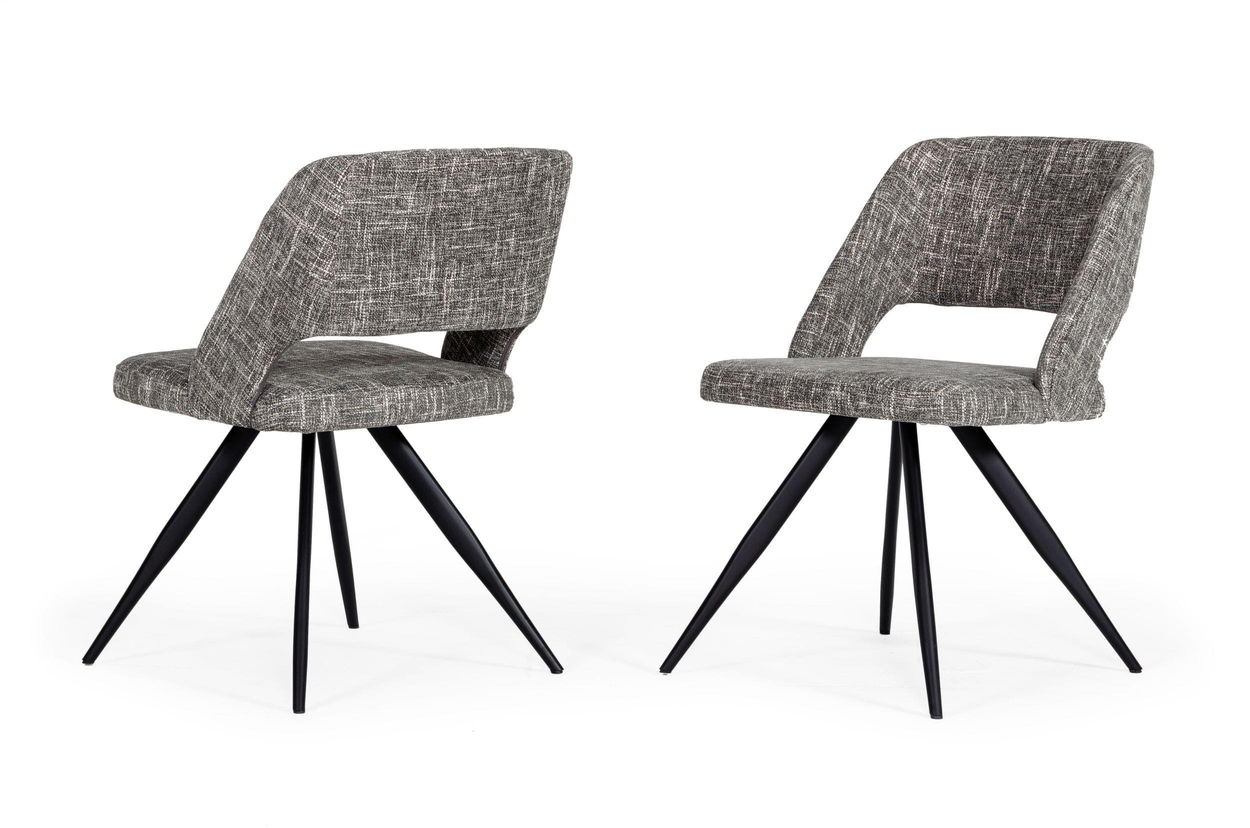 Contemporary, Modern Dining Chair Set Palmer VGEWF3207AC-GRY-2pcs in White, Black Fabric