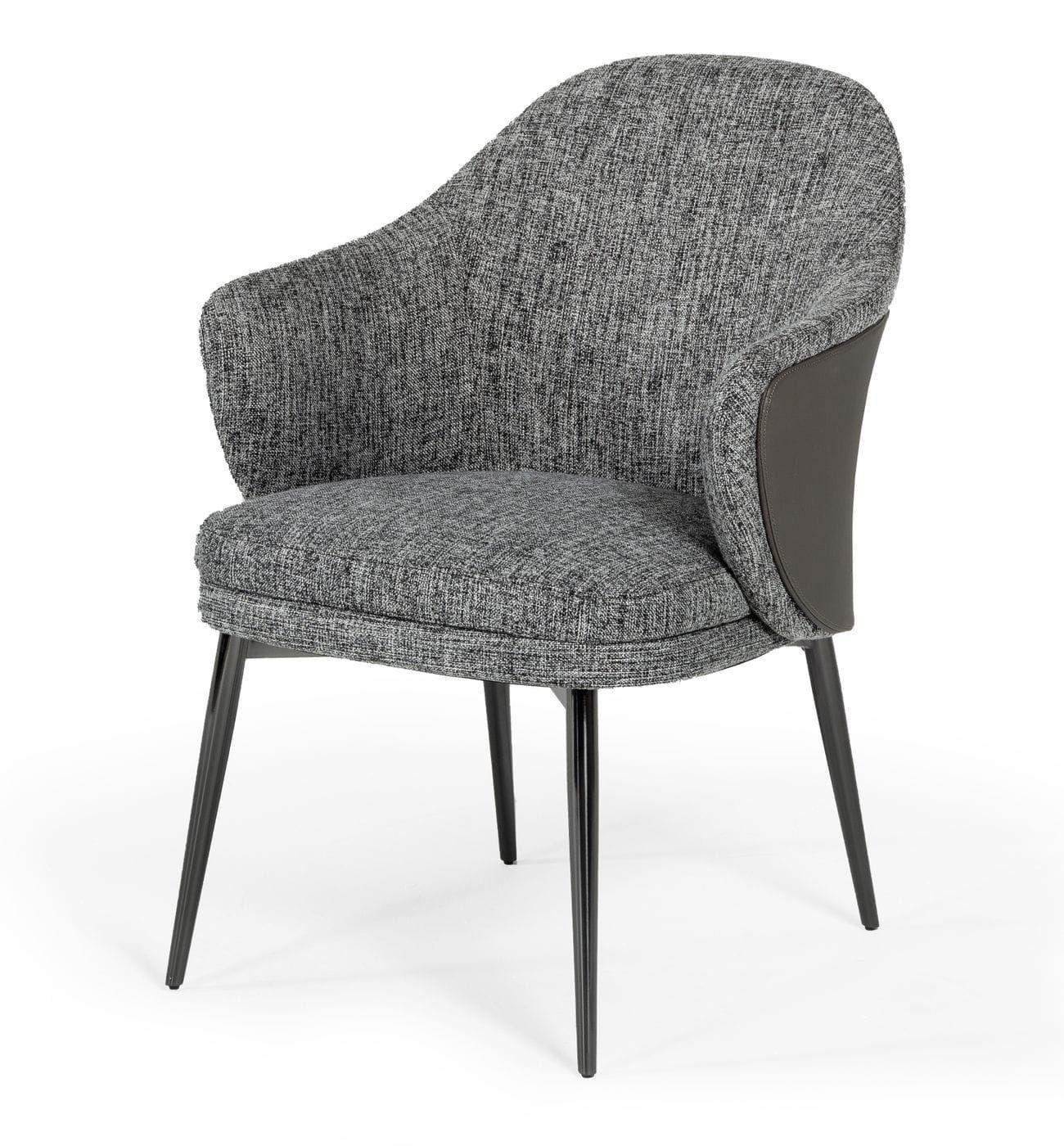 Contemporary, Modern Dining Chair Set Cora VGCSCH-19005-GRY-DC-2pcs in Walnut, Gray Fabric