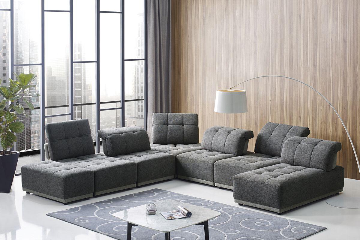 Contemporary, Modern Modular Sectional Sofa VGMB-1881-GRY VGMB-1881-GRY in Gray Fabric