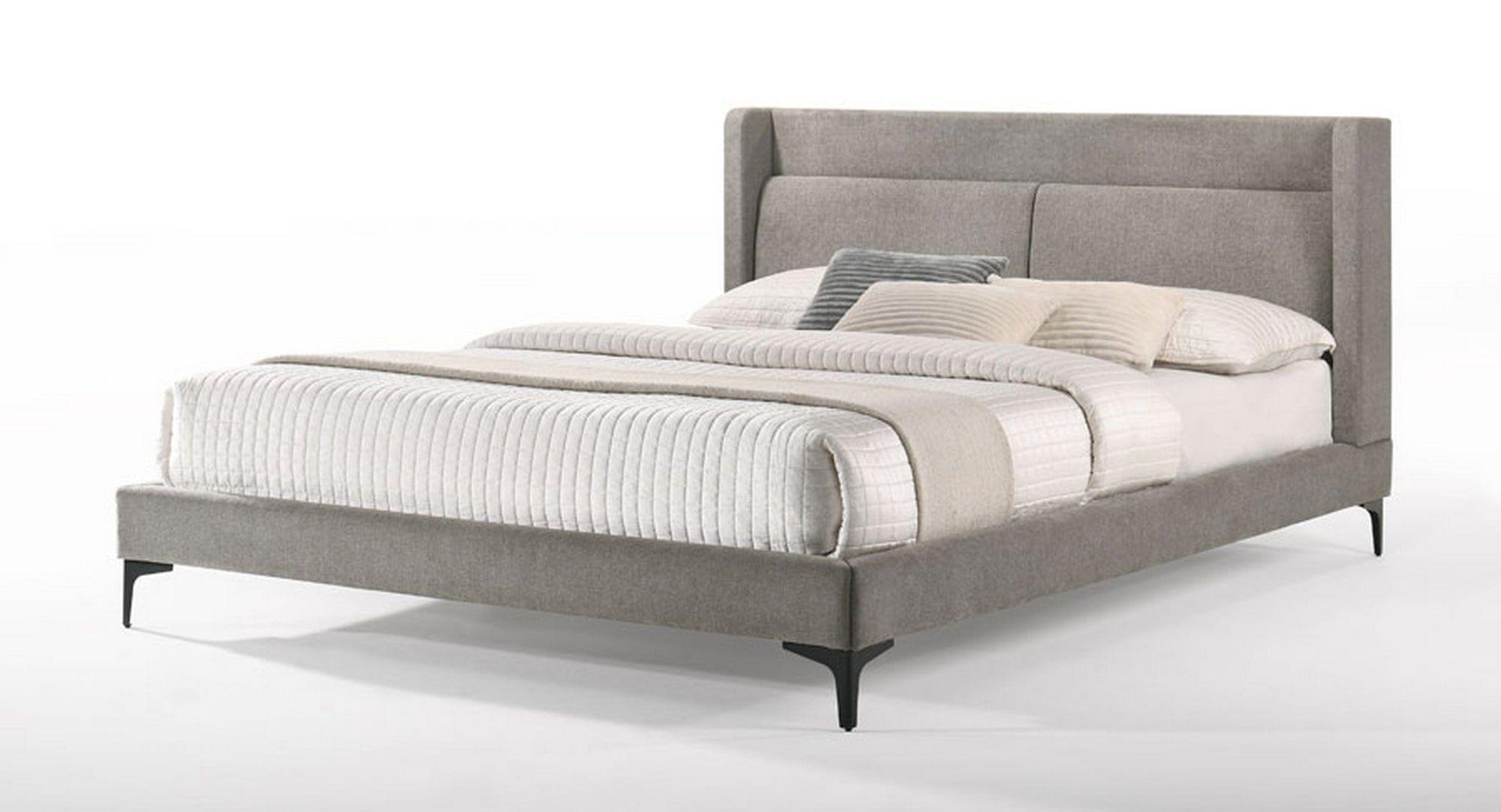 

    
Grey Fabric Queen Bedroom Set 3Pcs Modrest Paula VIG Mid-Century Modern
