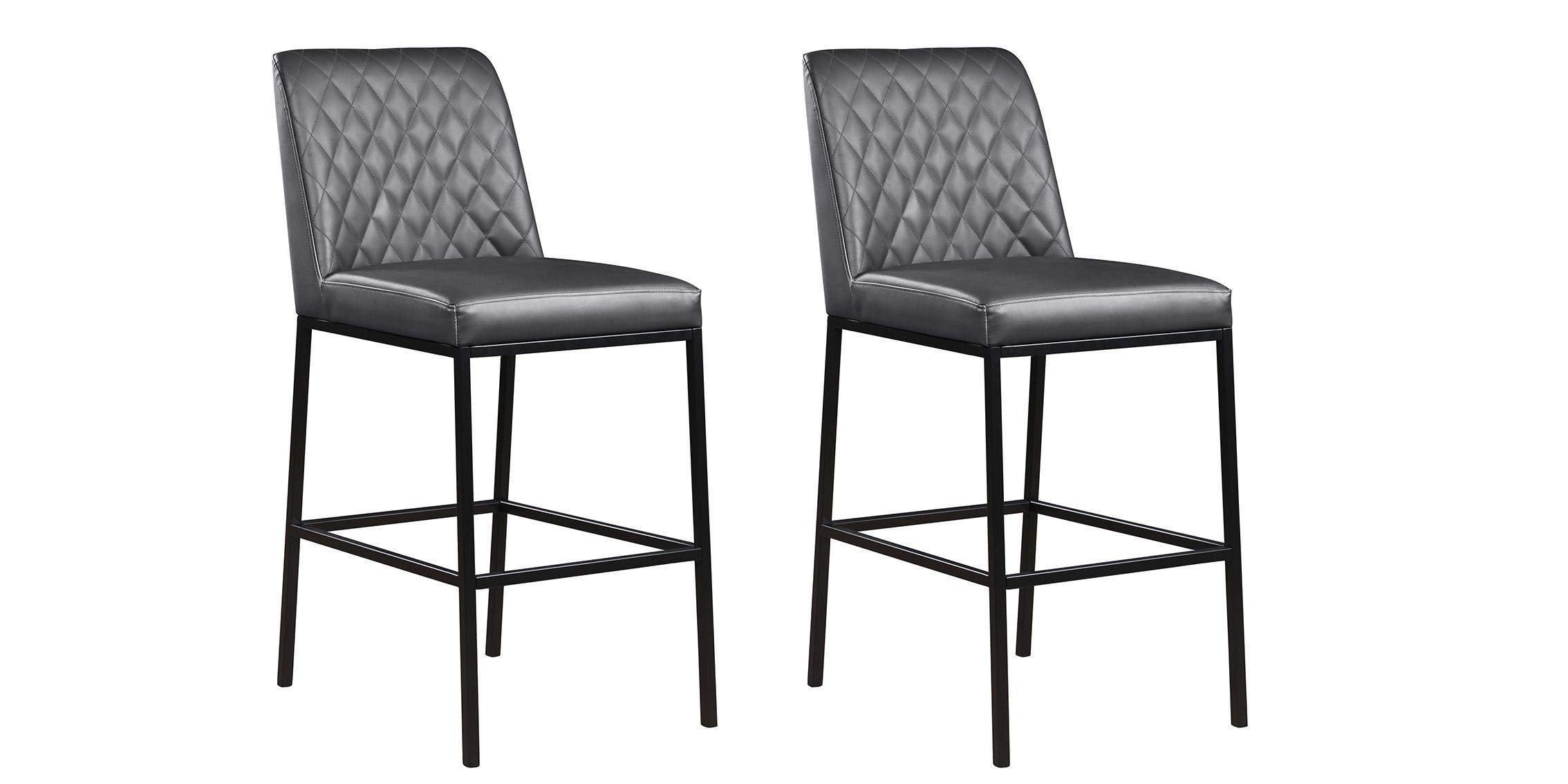 Contemporary, Modern Bar Stool Set BRYCE 919Grey-C 919Grey-C-Set-2 in Gray Faux Leather