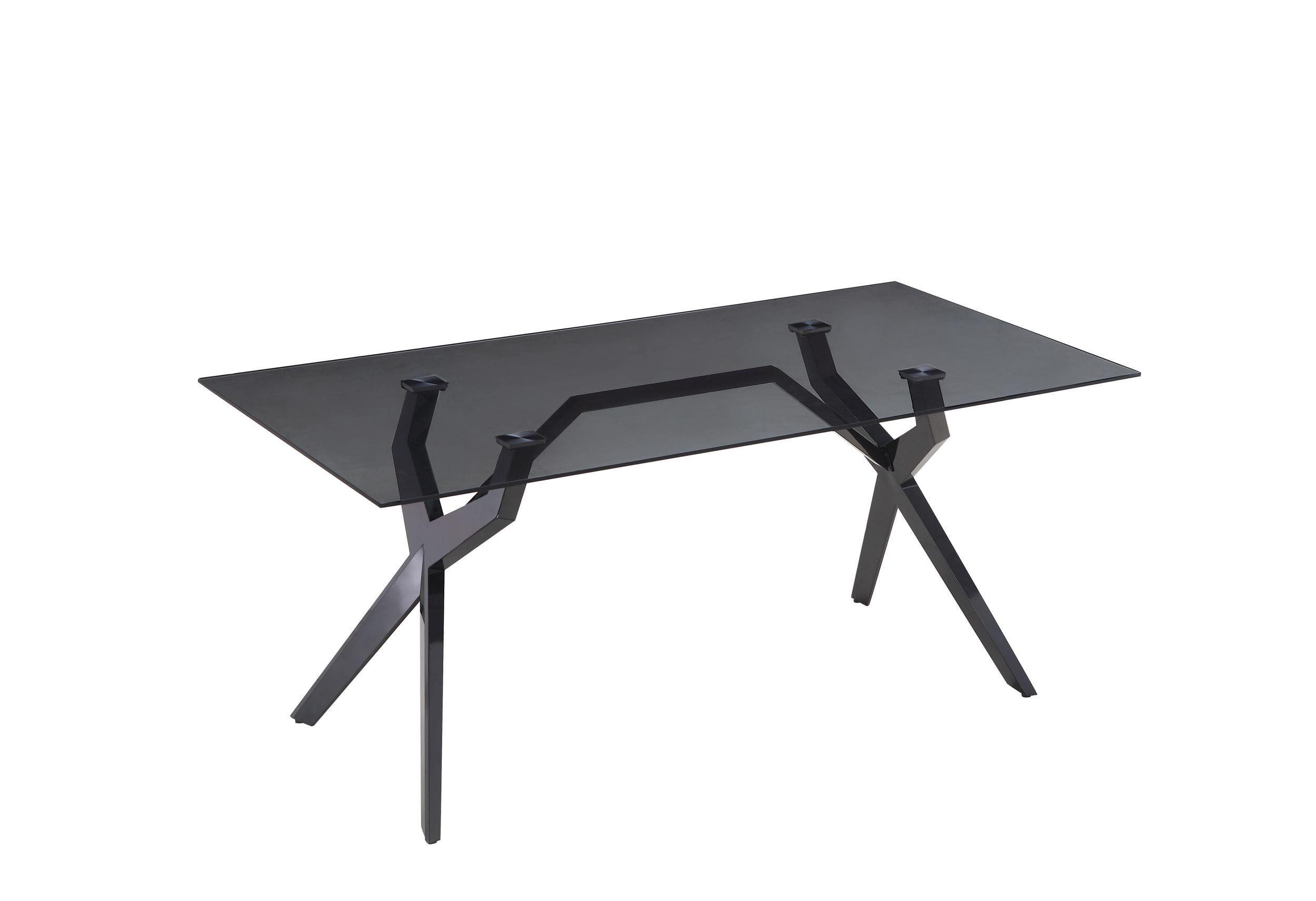 

    
Grey Glass & Black Stainless Steel Dining Table by VIG Modrest Darley
