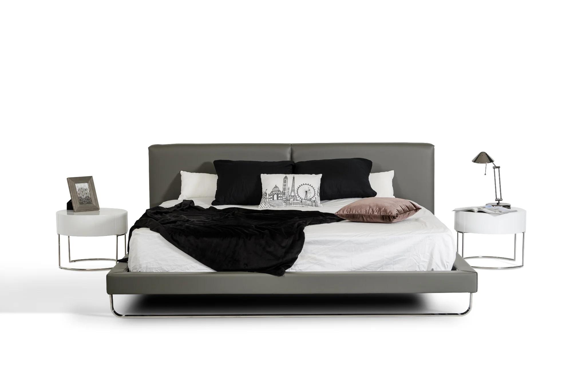 Contemporary, Modern Bedroom Set Ramona VGJY-4016-GRY-K-3pcs in Gray Leatherette
