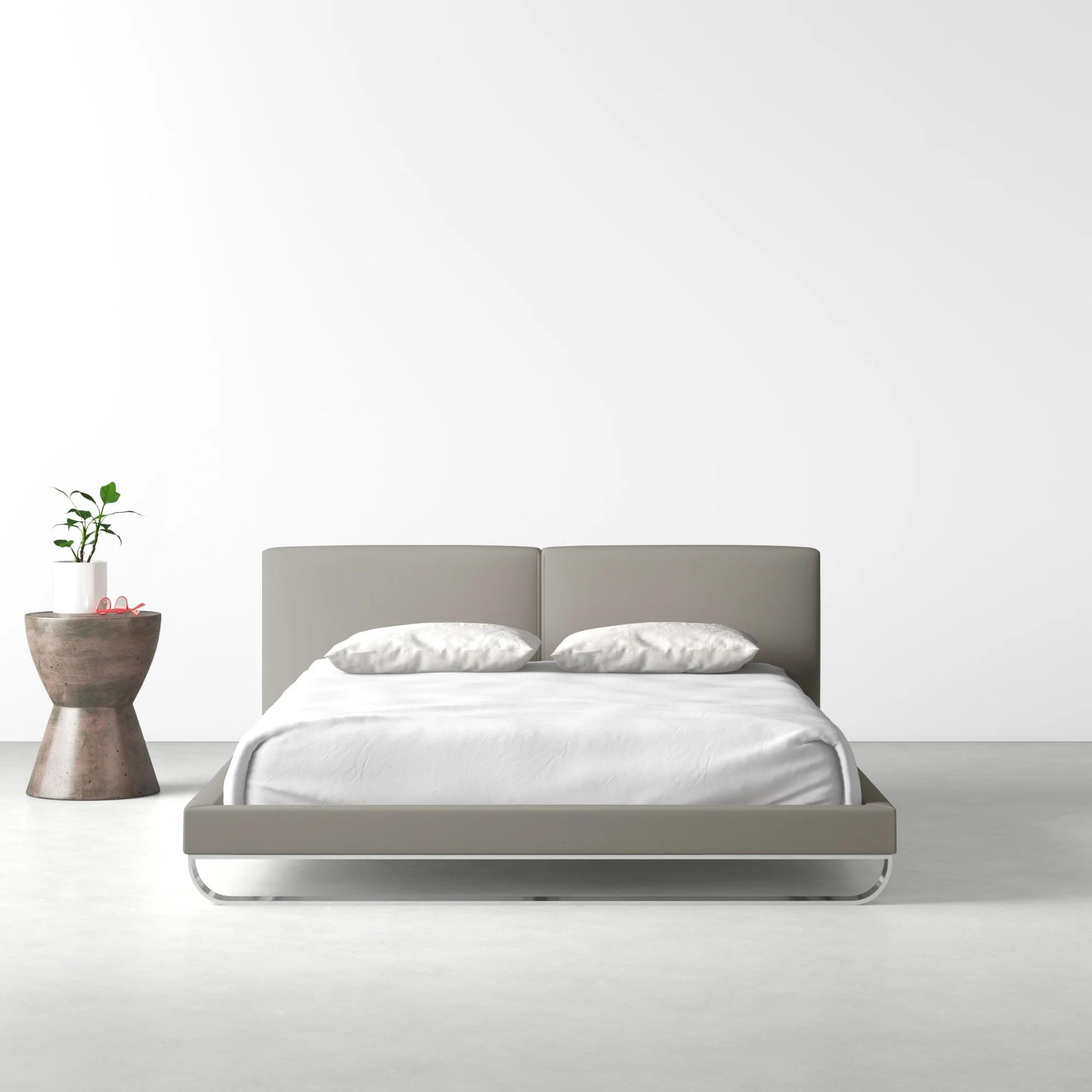

    
Grey Leatherette Queen Size Panel Bed by VIG Modrest Ramona
