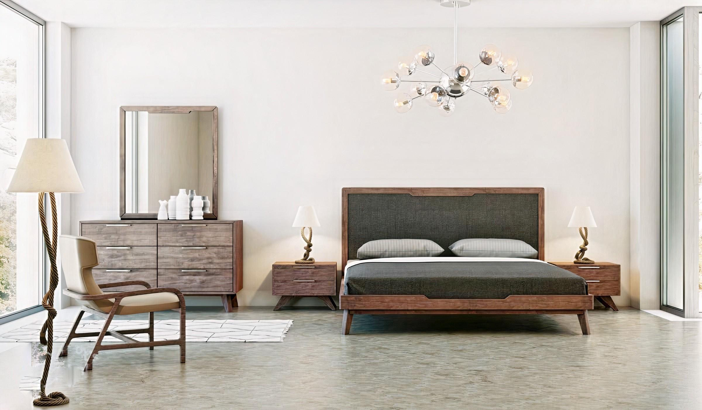 Contemporary, Modern Panel Bedroom Set Soria VGMASORIA-SET-Q-6pcs in Walnut Linen