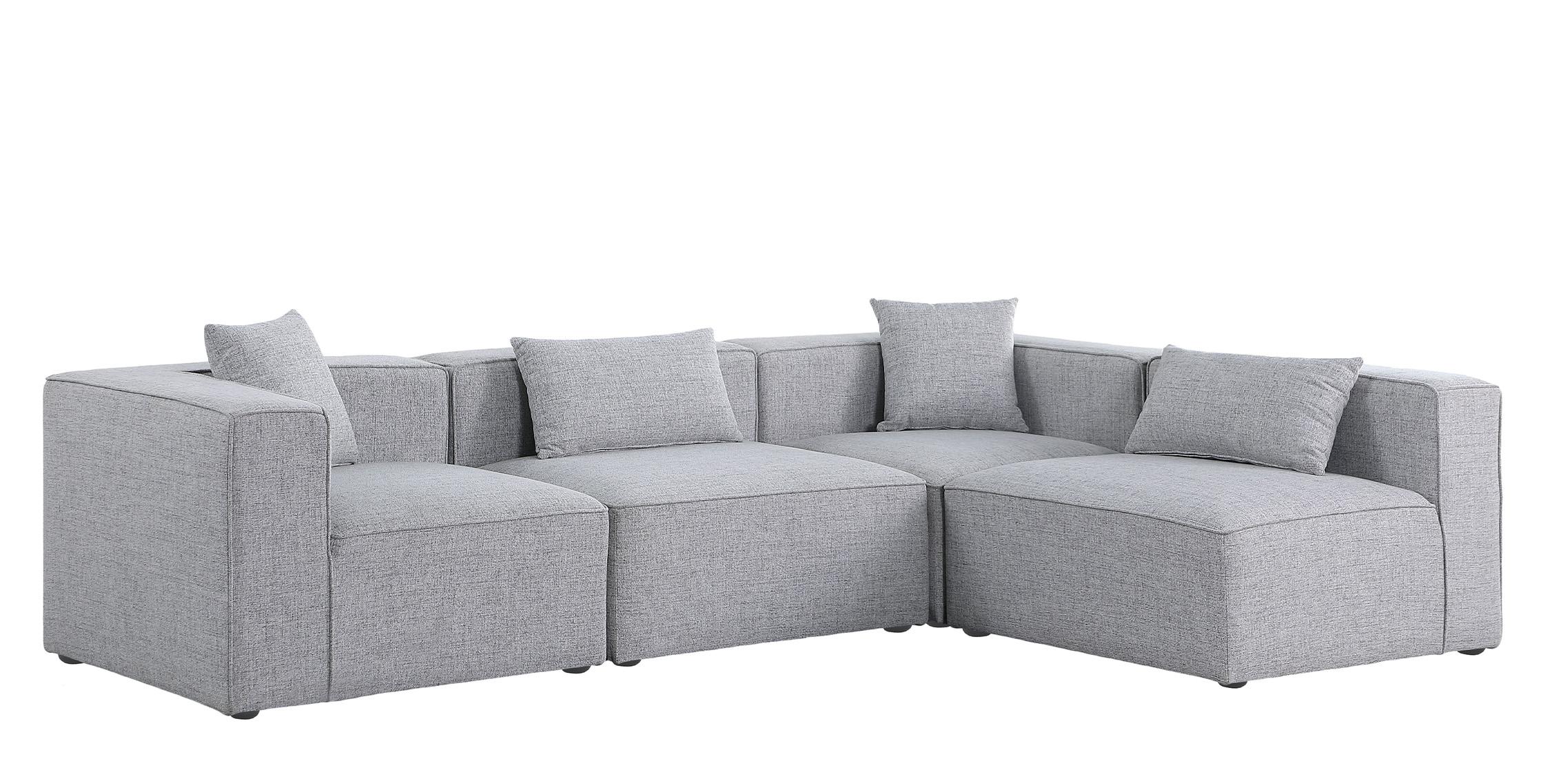 Contemporary, Modern Modular Sectional Sofa CUBE 630Grey-Sec4B 630Grey-Sec4B in Gray Linen