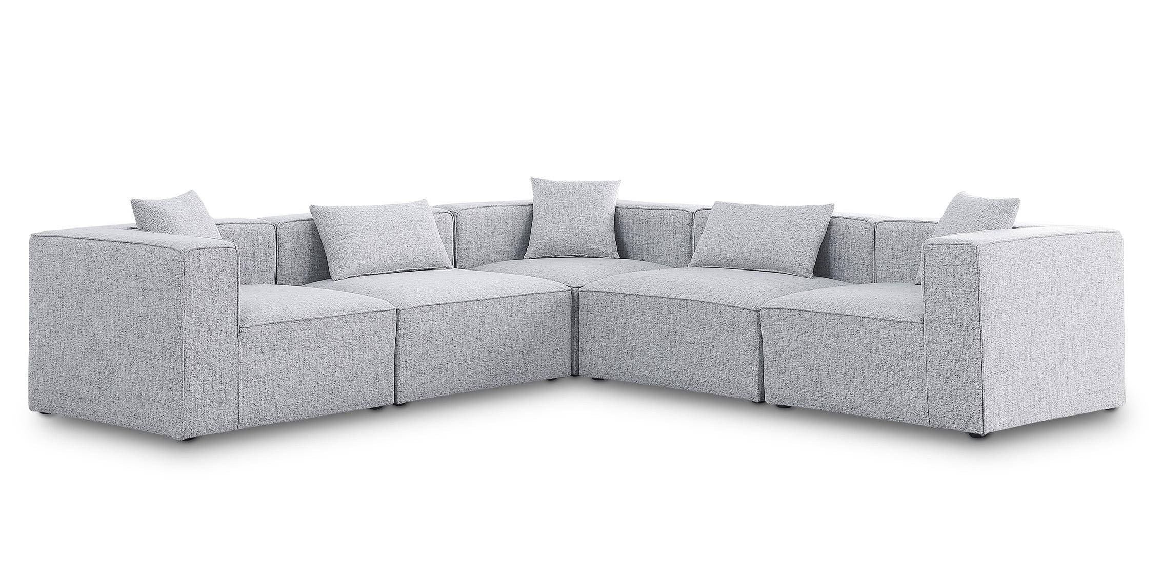 Contemporary, Modern Modular Sectional Sofa CUBE 630Grey-Sec5C 630Grey-Sec5C in Gray Linen