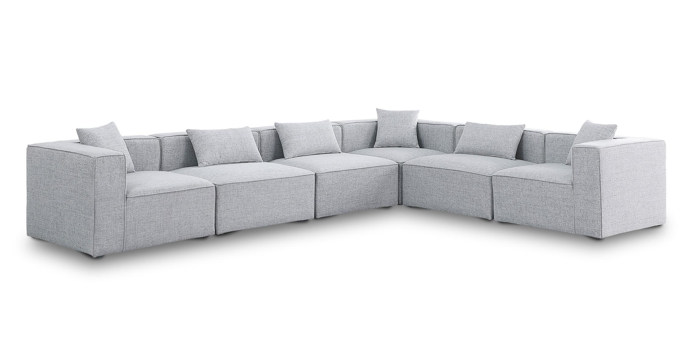 Contemporary, Modern Modular Sectional Sofa CUBE 630Grey-Sec6A 630Grey-Sec6A in Gray Linen