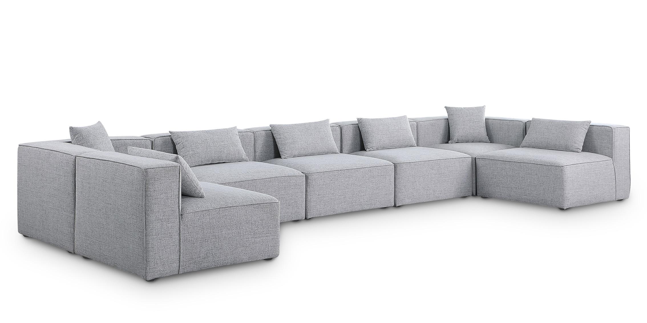 Contemporary, Modern Modular Sectional Sofa CUBE 630Grey-Sec7B 630Grey-Sec7B in Gray Linen