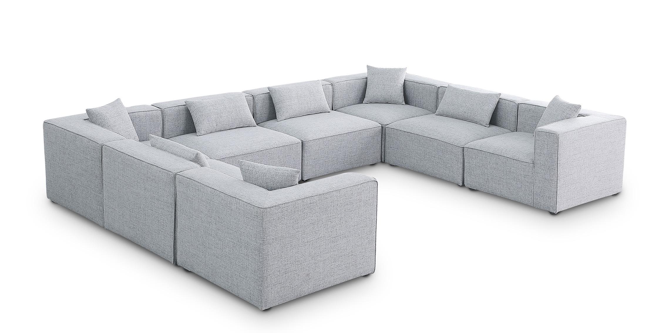 Contemporary, Modern Modular Sectional Sofa CUBE 630Grey-Sec8A 630Grey-Sec8A in Gray Linen