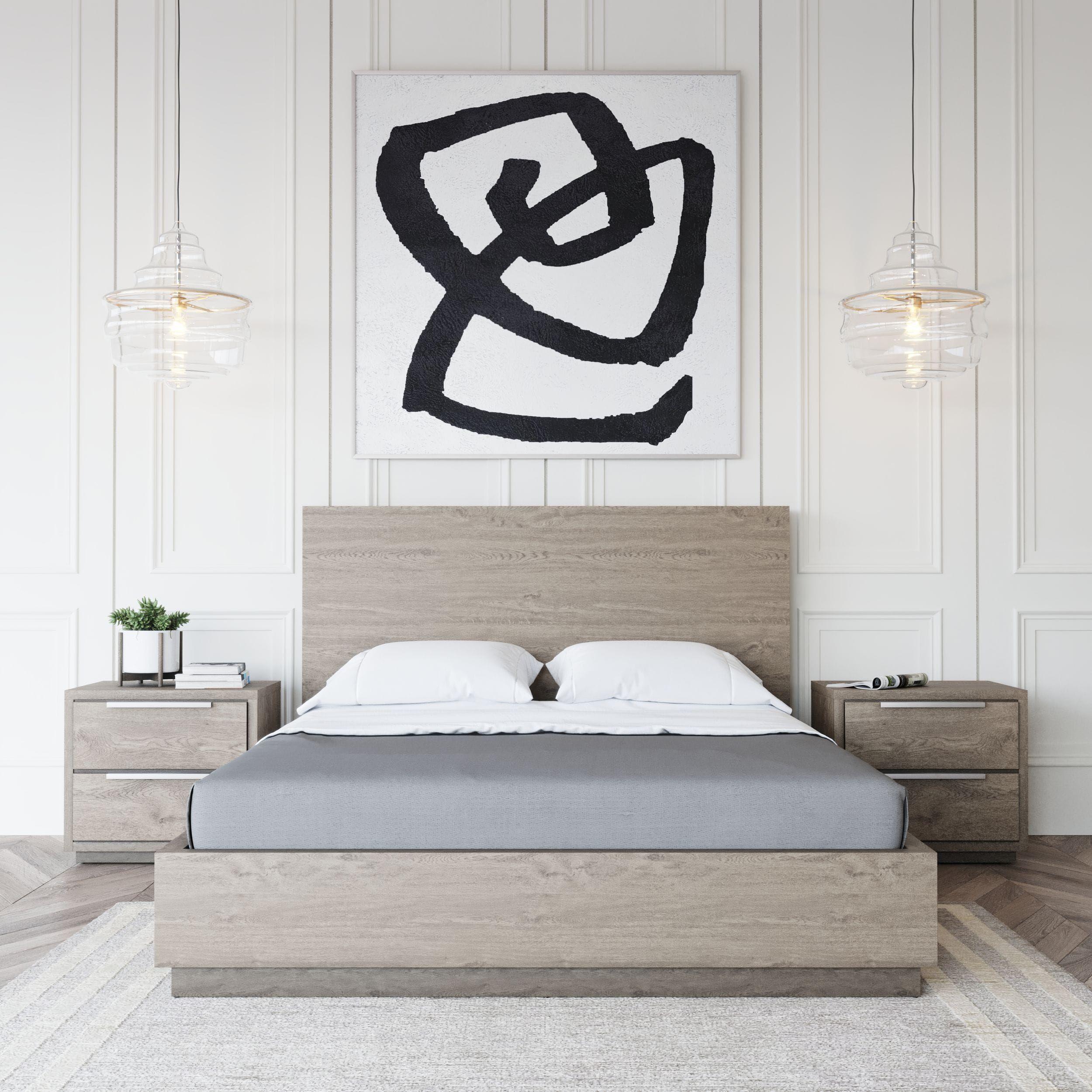 Contemporary, Modern Panel Bedroom Set Samson VGLBHAMI-KB207-01-Q-3pcs in Oak 