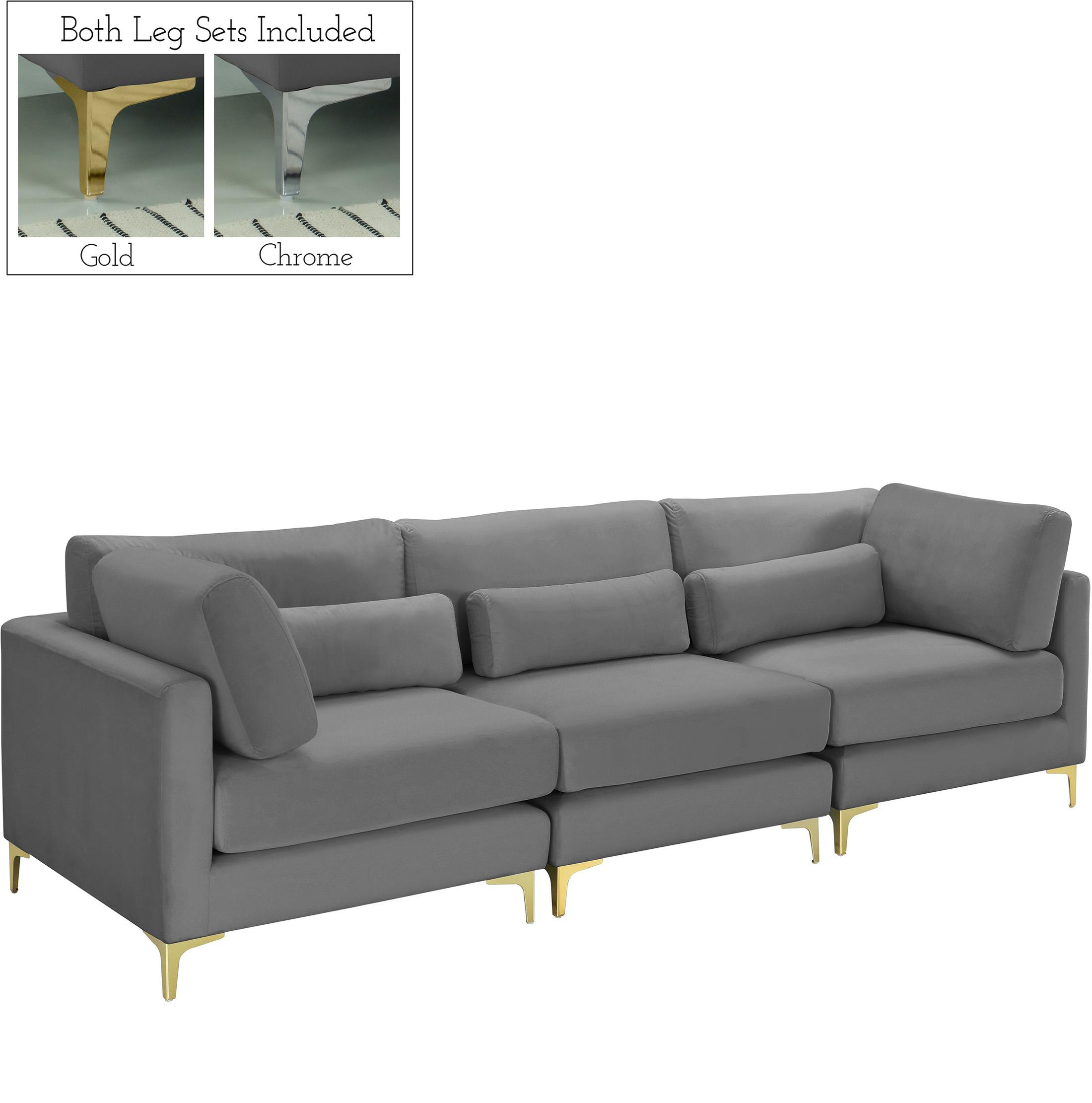 Contemporary, Modern Modular Sofa JULIA 605Grey-S108 605Grey-S108 in Gray Velvet