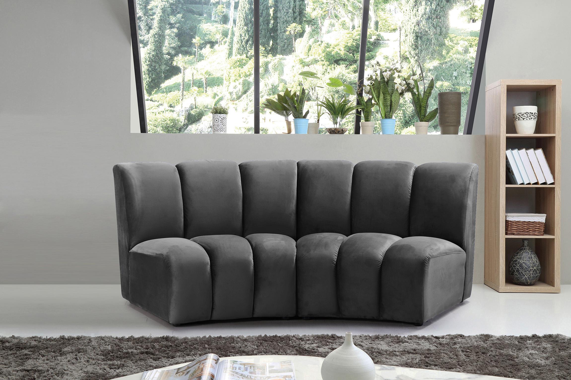 

    
Grey Velvet Modular Sectional Sofa INFINITY 638Grey-2PC Meridian Modern
