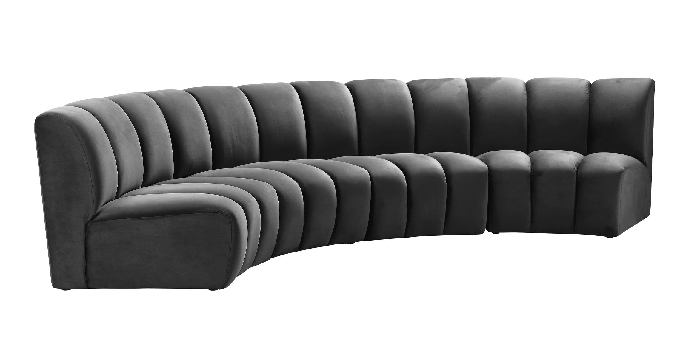

    
Grey Velvet Modular Sectional Sofa INFINITY 638Grey-4PC Meridian Modern
