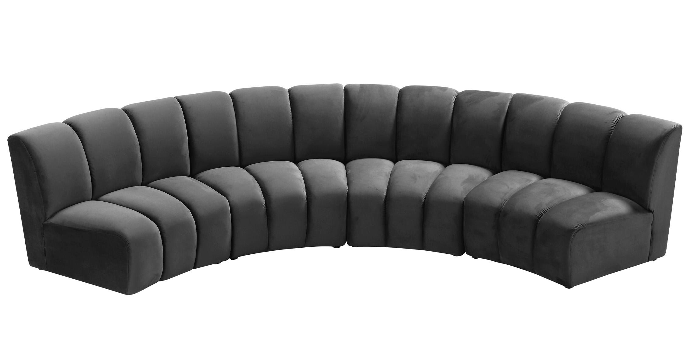 

    
Grey Velvet Modular Sectional Sofa INFINITY 638Grey-4PC Meridian Modern
