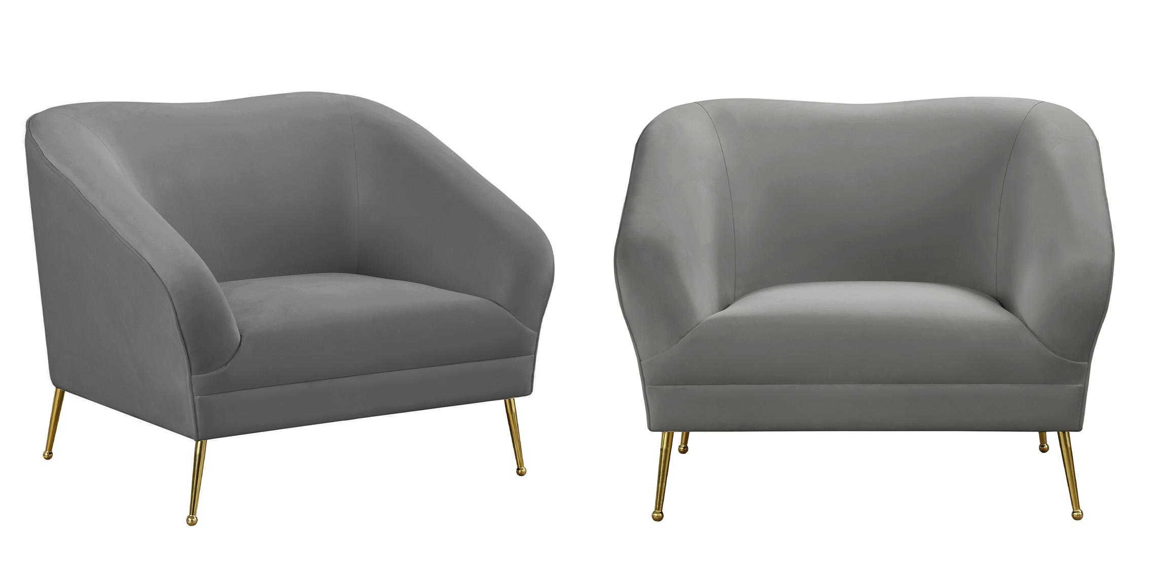 

    
Grey Velvet Curved Chair Set 2Pcs HERMOSA 658Grey-C Meridian Mid-Century Modern
