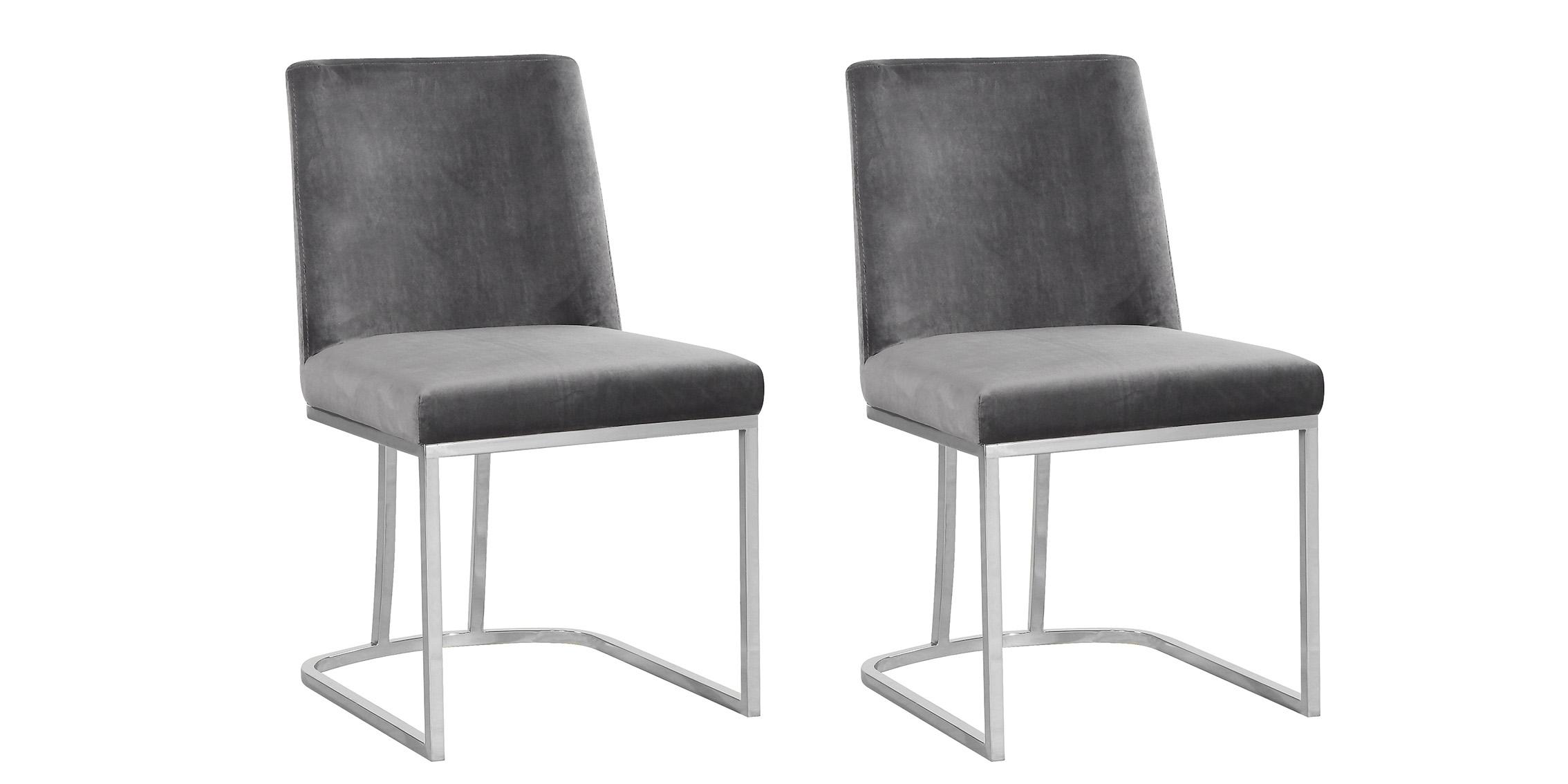 

    
Grey Velvet Dining Chair Set 2Pcs HEIDI 728Grey Meridian Contemporary Modern

