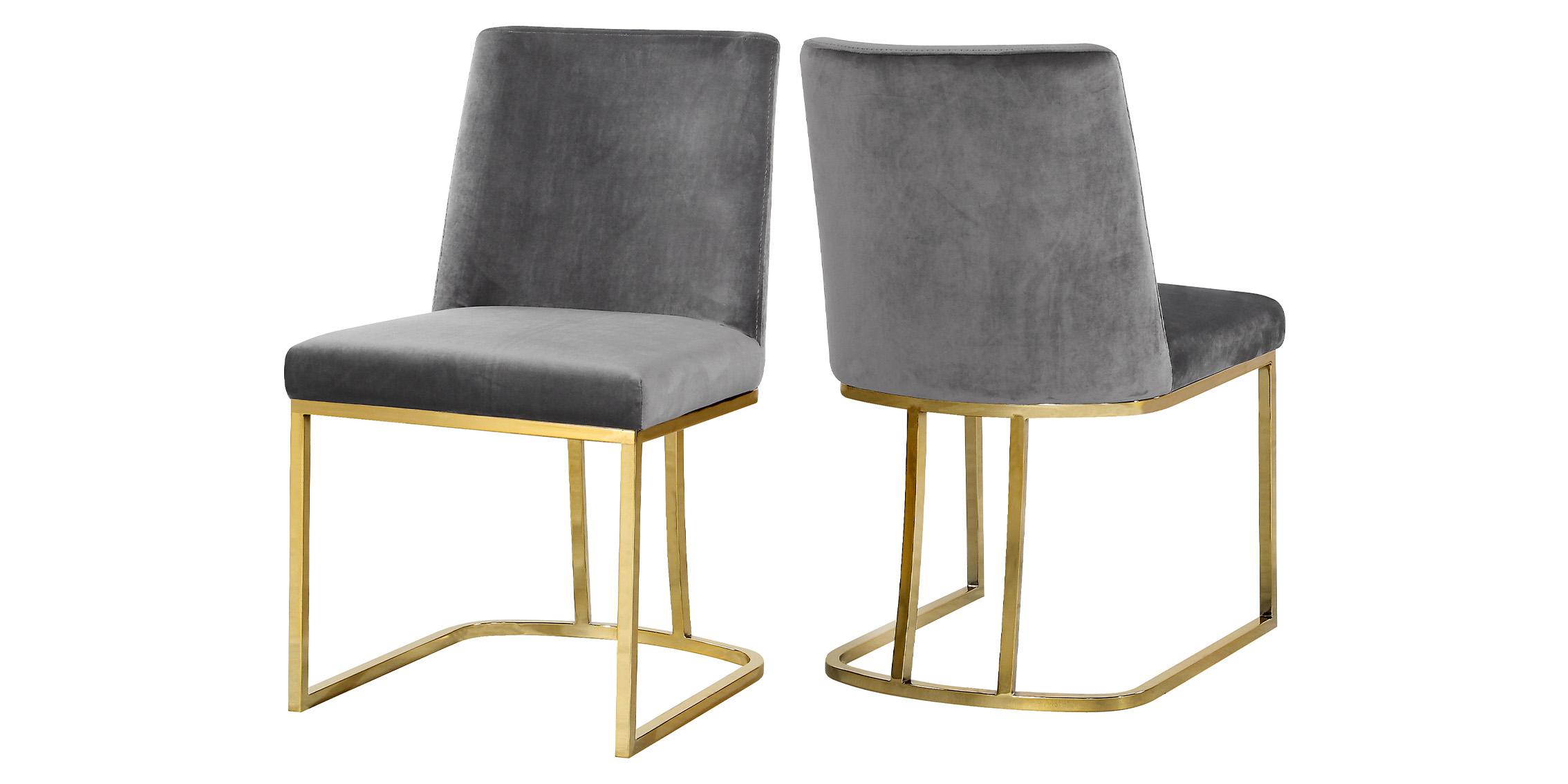 

    
Grey Velvet Dining Chair Set 2Pcs HEIDI 776Grey Meridian Contemporary Modern
