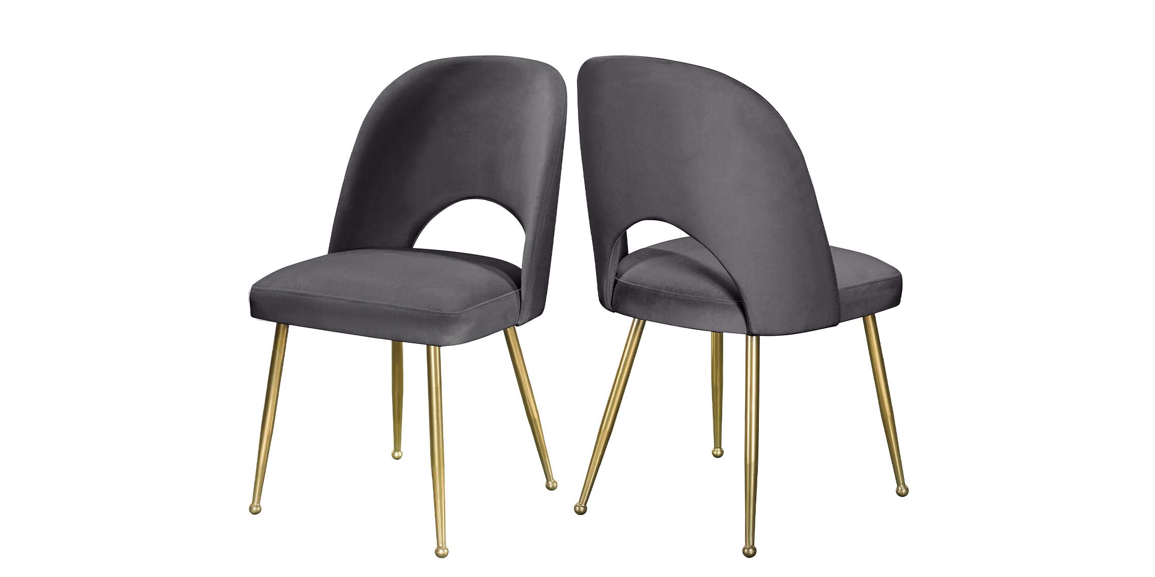

    
Grey Velvet & Gold Dining Chair Set 2 Pcs LOGAN 990Grey-C Meridian Modern

