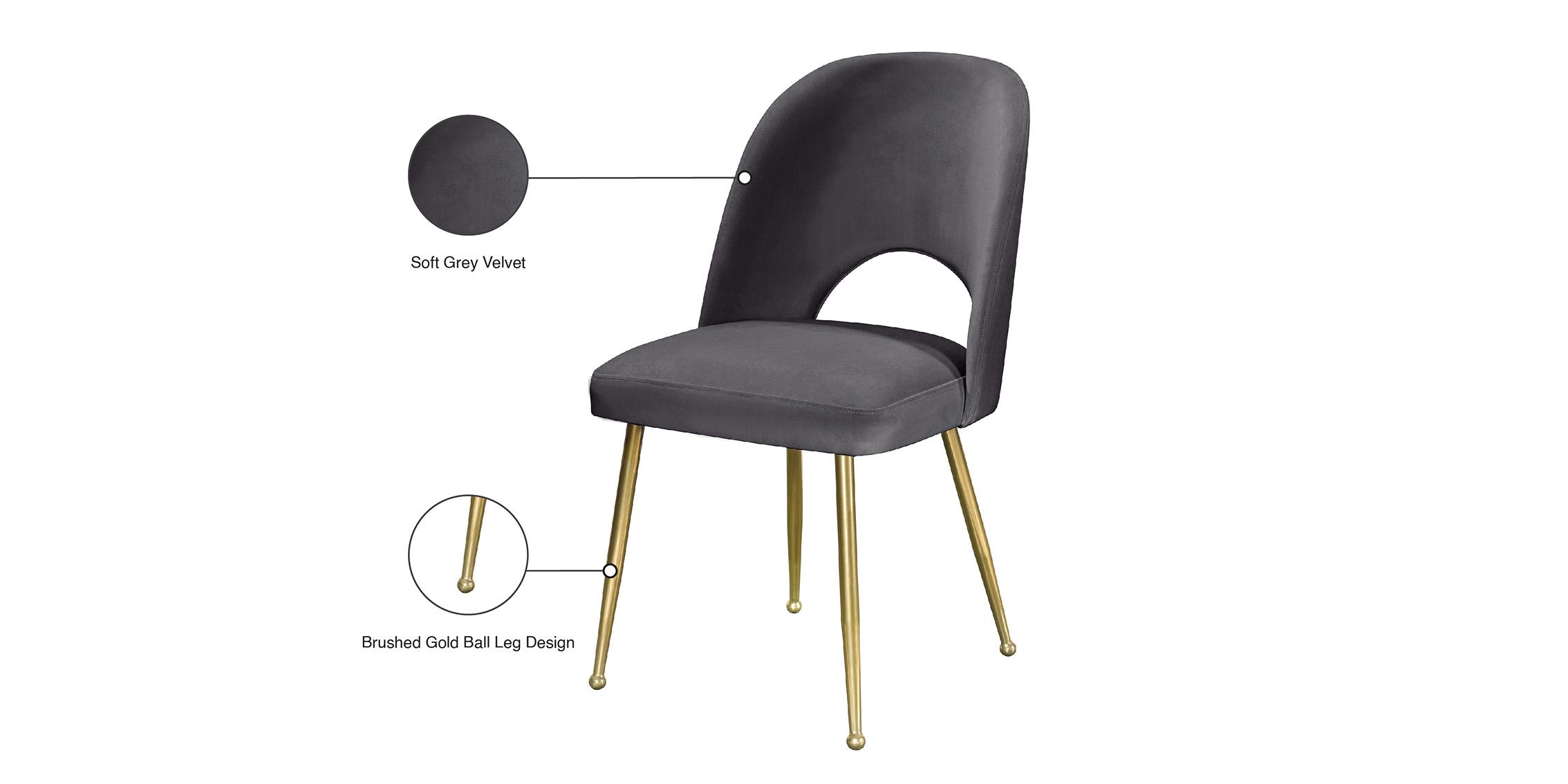

        
Meridian Furniture LOGAN 990Grey-C Dining Chair Set Gray/Gold Fabric 753359801124
