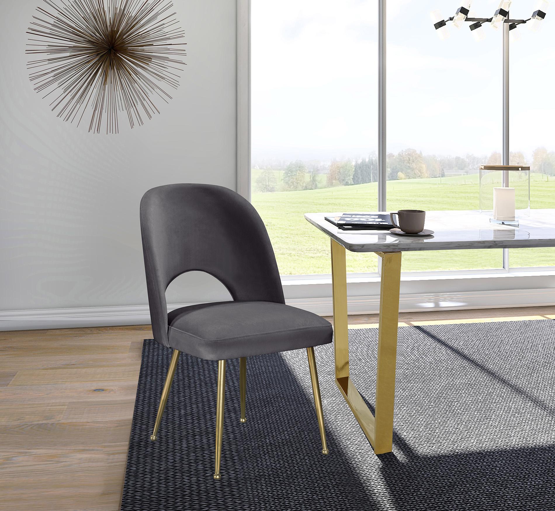 

    
Grey Velvet & Gold Dining Chair Set 2 Pcs LOGAN 990Grey-C Meridian Modern
