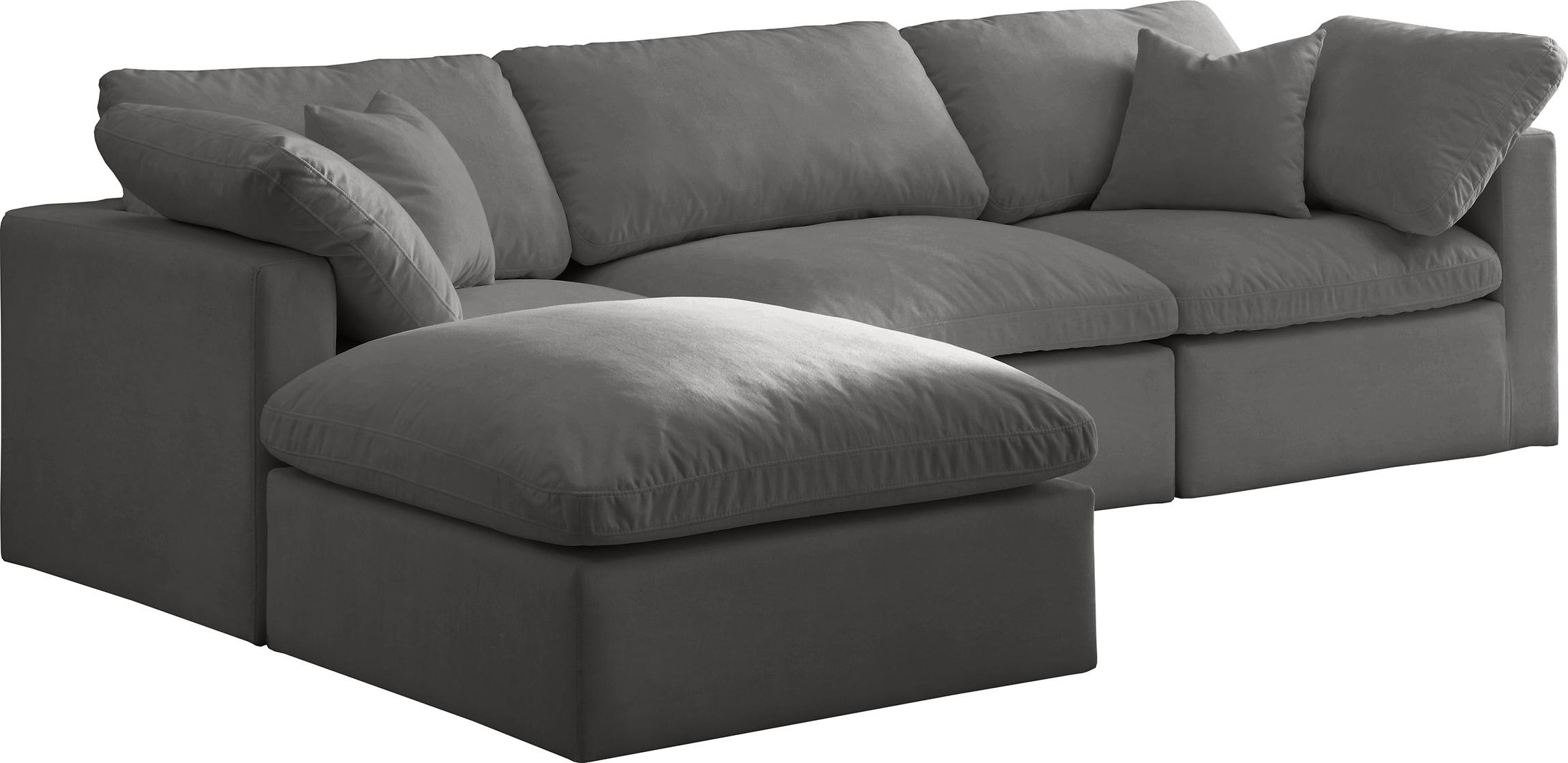 Contemporary, Modern Sectional Sofa 602Grey-Sec4A 602Grey-Sec4A in Gray Fabric