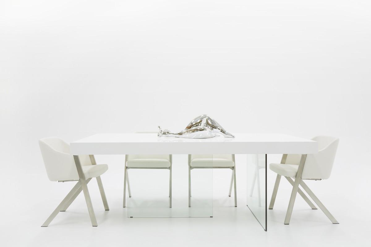 

    
Modern White & Glass Dining Table + 4 Chairs by VIG Modrest Encino
