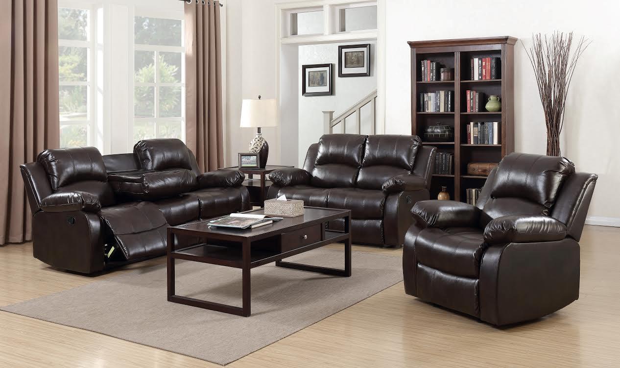 

    
Happy Homes Astros Modern Brown Blended Leather Recliner Sofa Set 3Pcs
