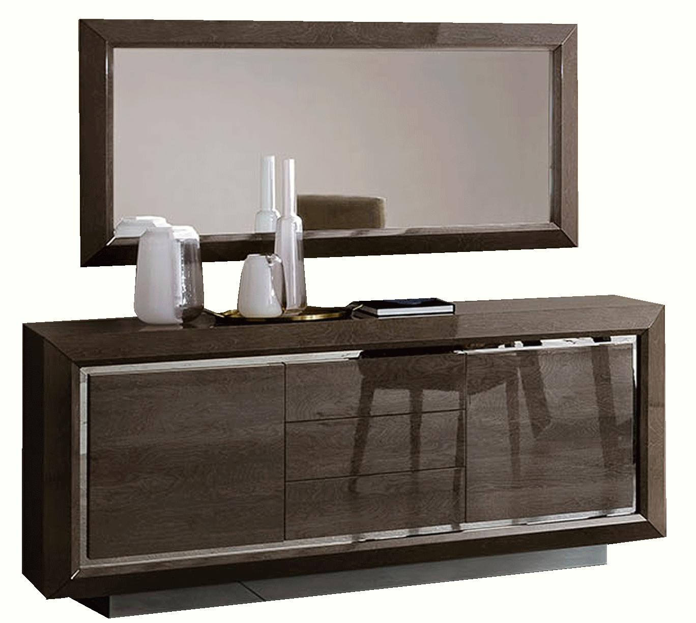 Contemporary, Modern Dining Table Set Elite ELITE-TABLE-8PC in Silver, Brown Faux Leather