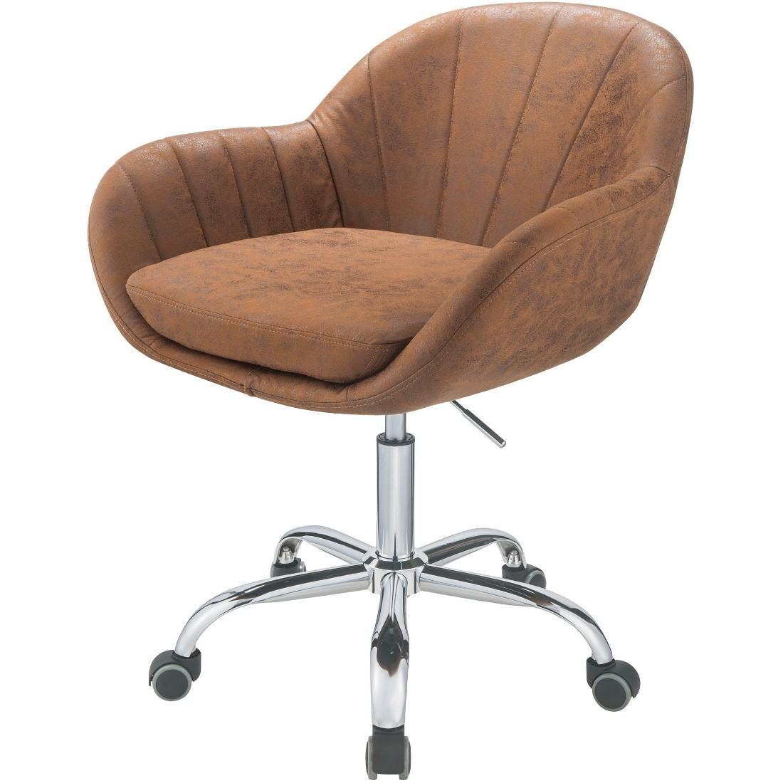 Contemporary Office Chair Giolla Giolla 92503 in Chrome, Chocolate PU